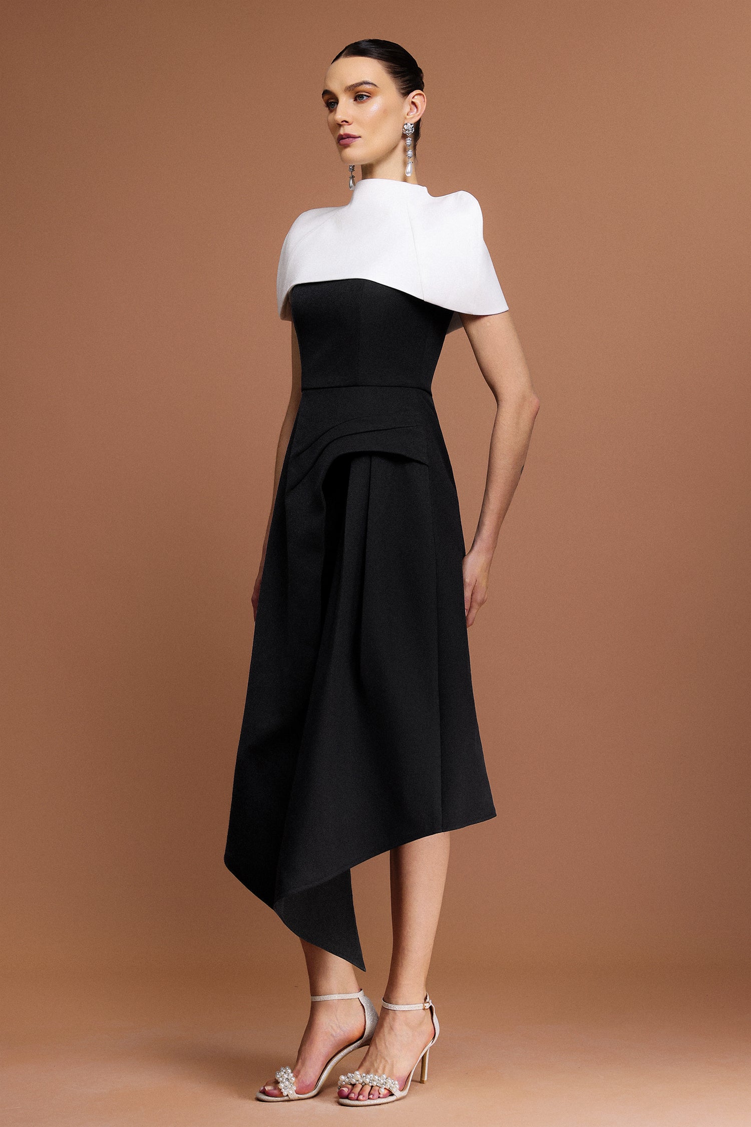 Yasir Halter Asymmetric Folds Tippet And Dress Two-Piece Set