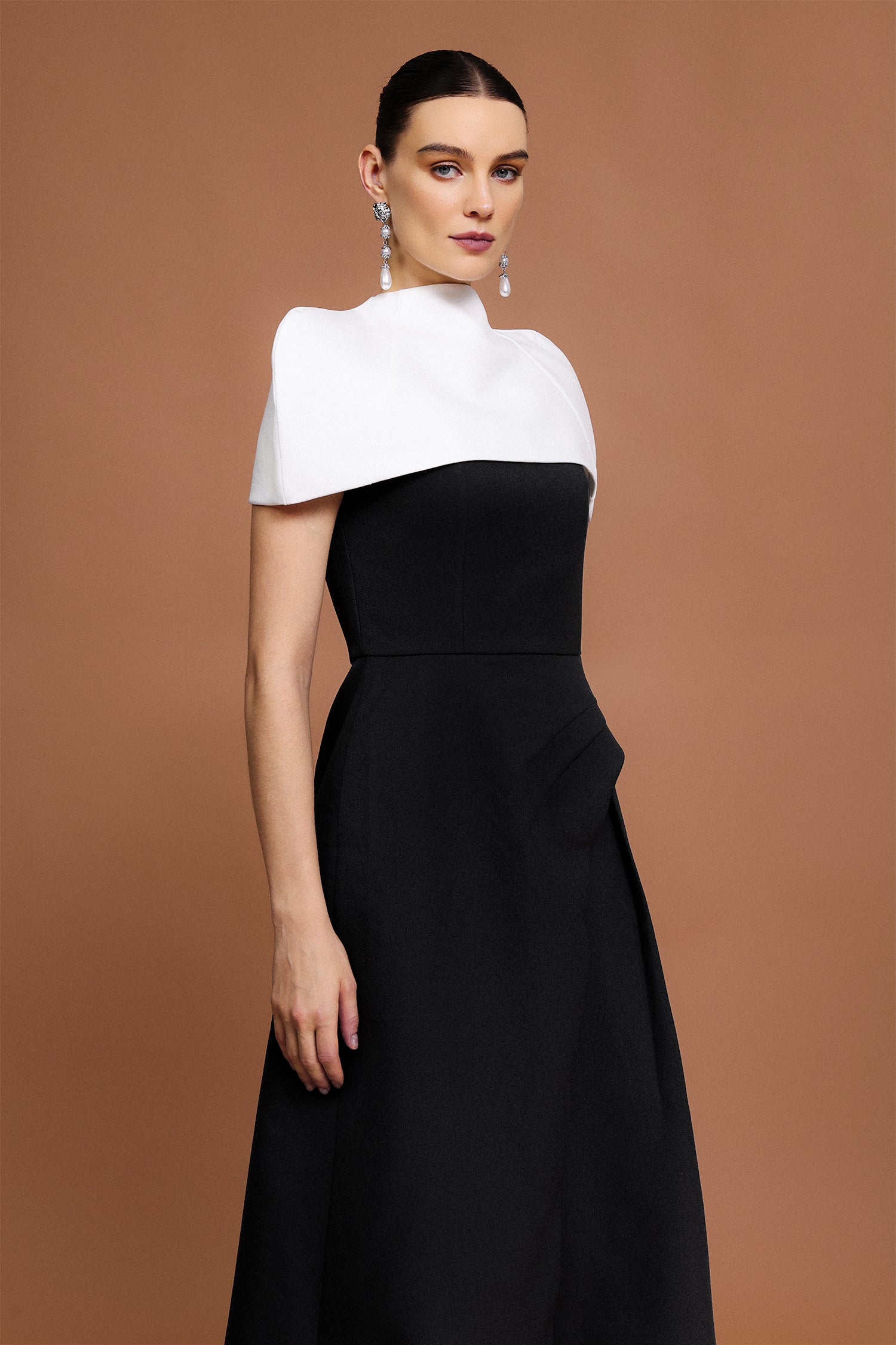 Yasir Halter Asymmetric Folds Tippet And Dress Two-Piece Set