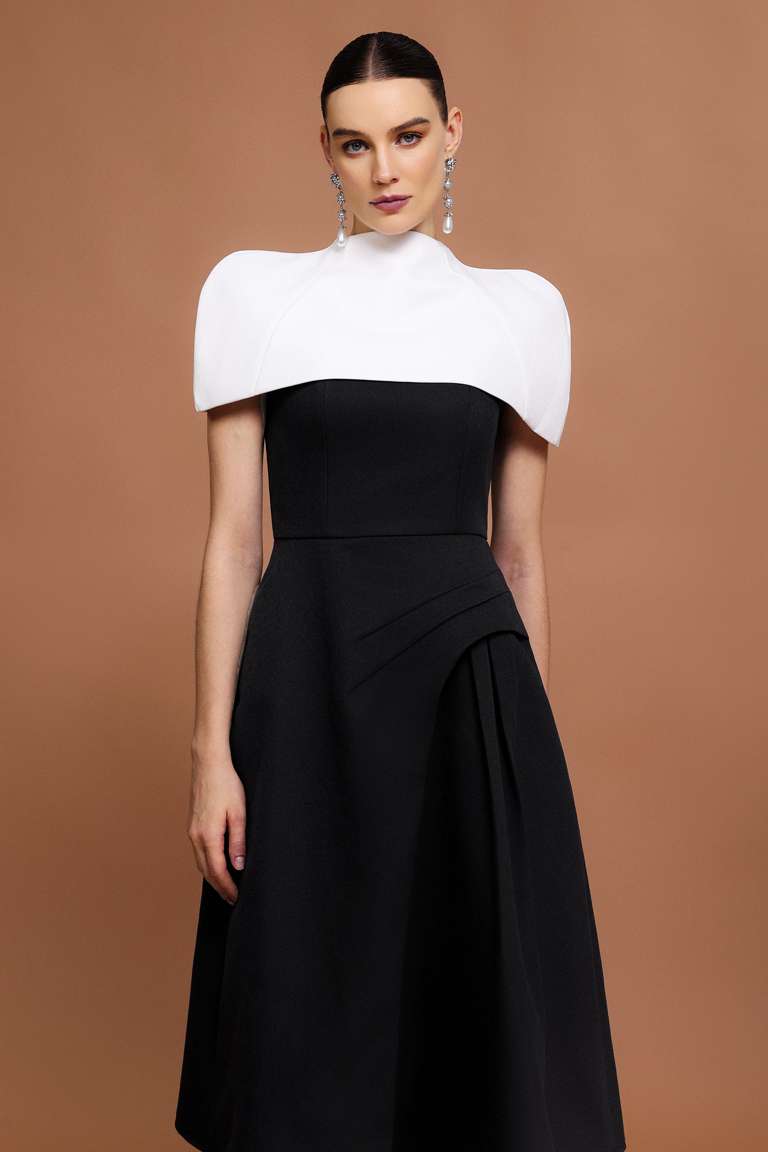 Yasir Halter Asymmetric Folds Tippet And Dress Two-Piece Set