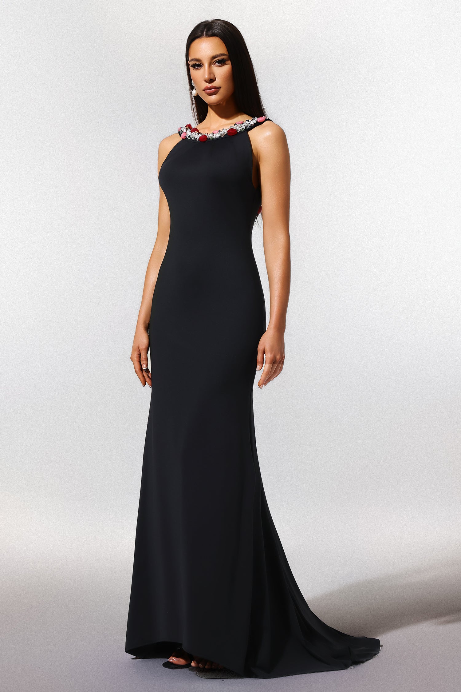 Hedar Sleeveless Backless Sequins Maxi Dress