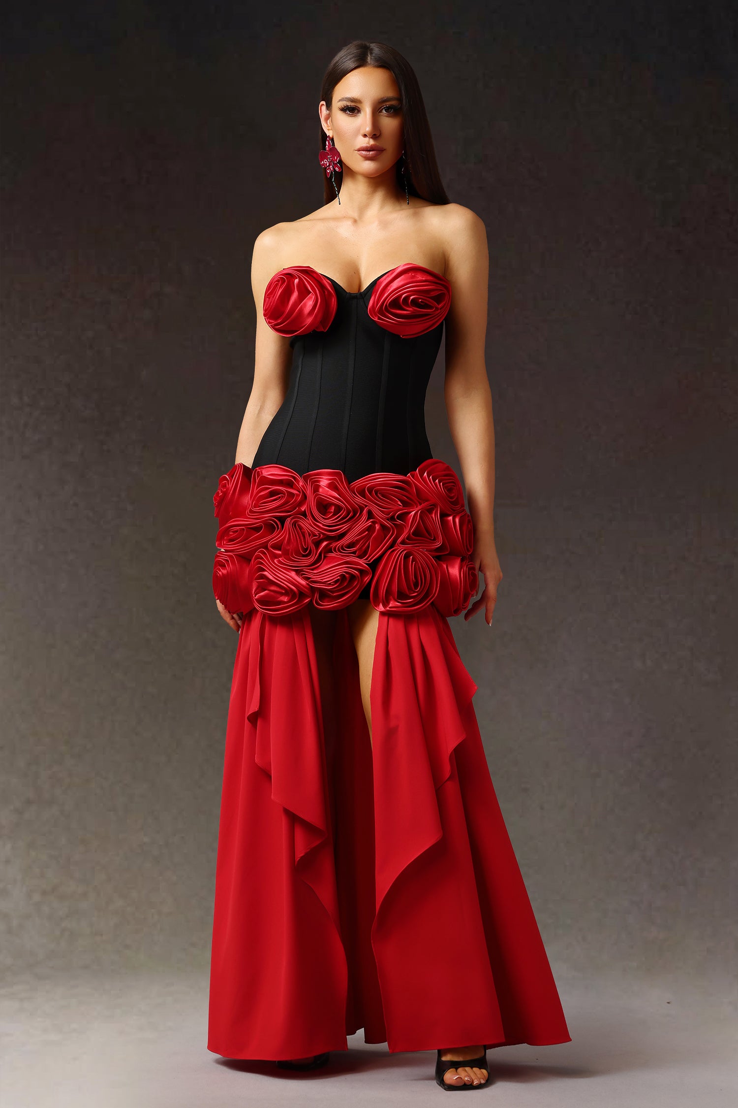 Triasa Sleeveless Flowers Bandage Maxi Dress