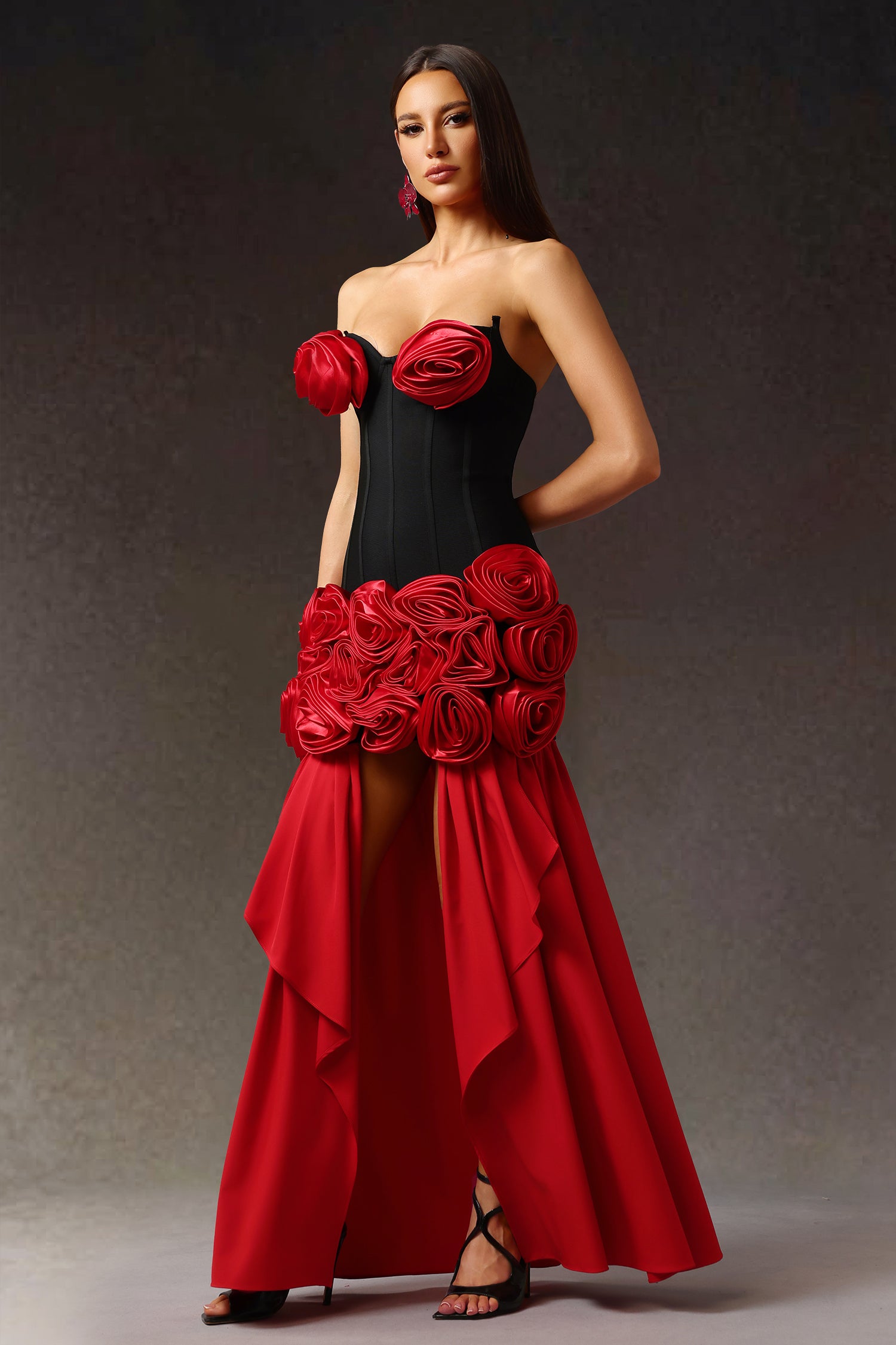 Triasa Sleeveless Flowers Bandage Maxi Dress