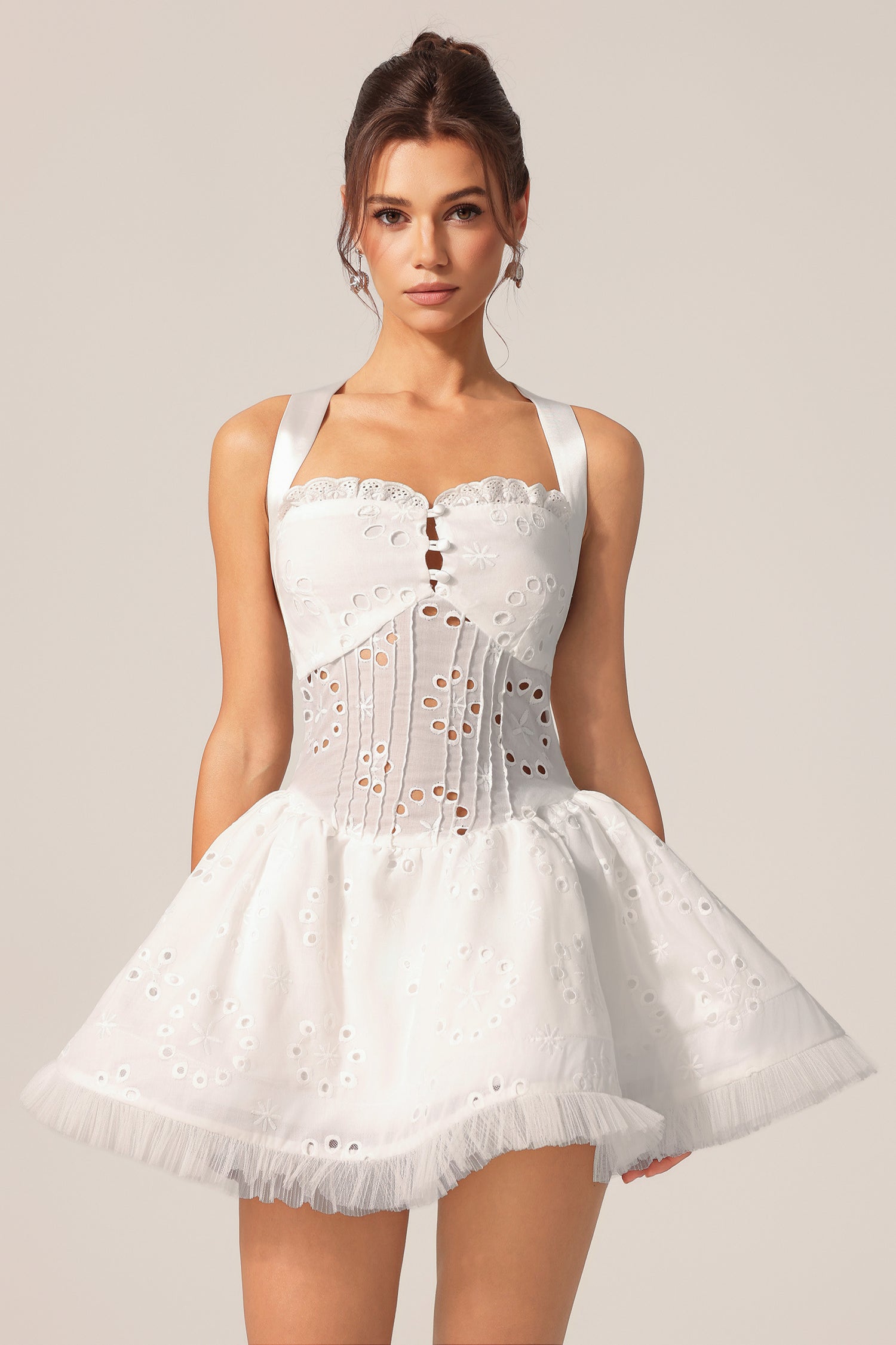 Montigo Hollow Out Sleeveless Mini Dress