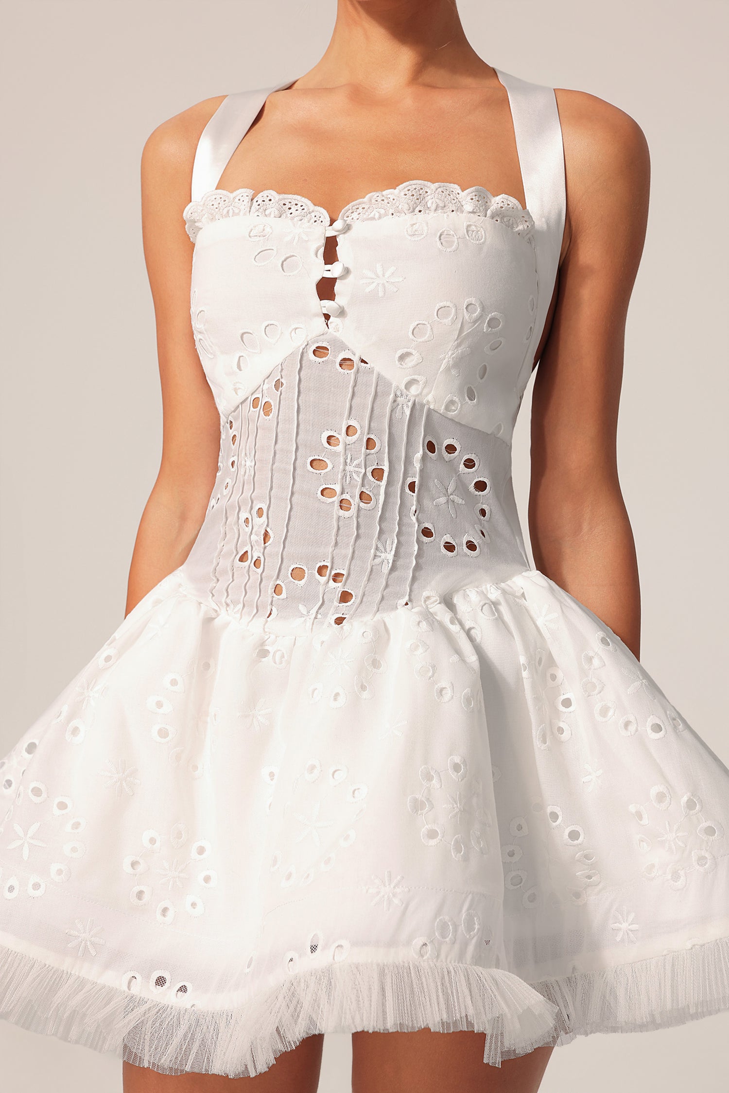 Montigo Hollow Out Sleeveless Mini Dress