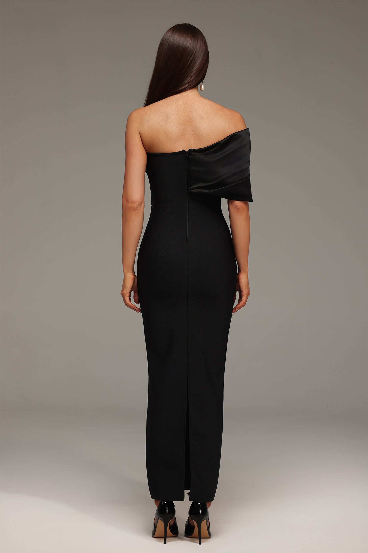 Zaha One Shoulder Sleeveless Diamond Bandage Maxi Dress