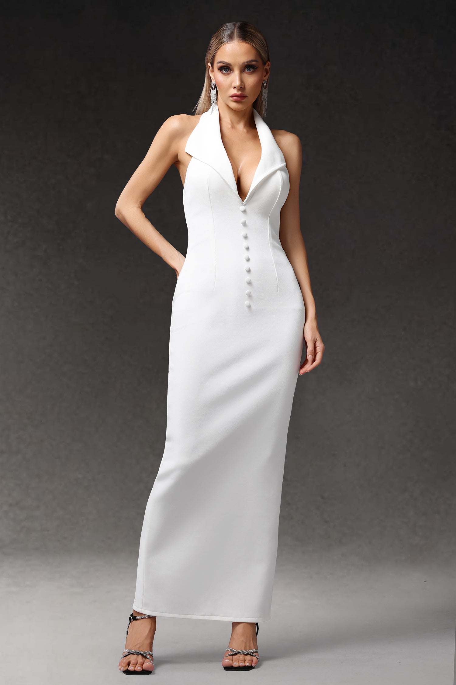 Leah Sleevess V-Neck Bandage Maxi Dress