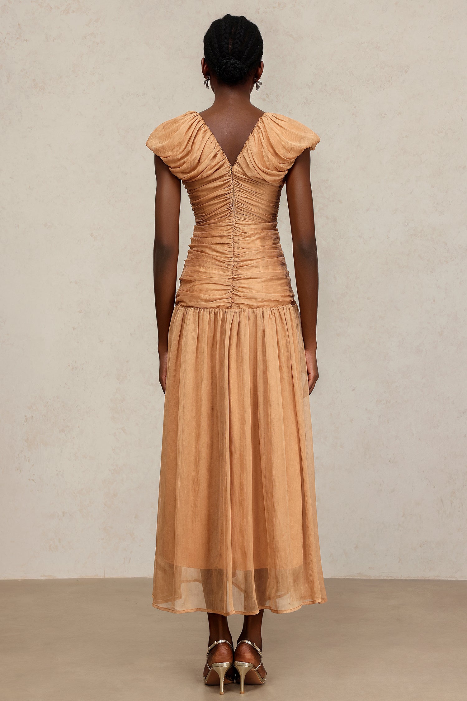 Thea V-Neck Sleeveless Folds Maxi Dress