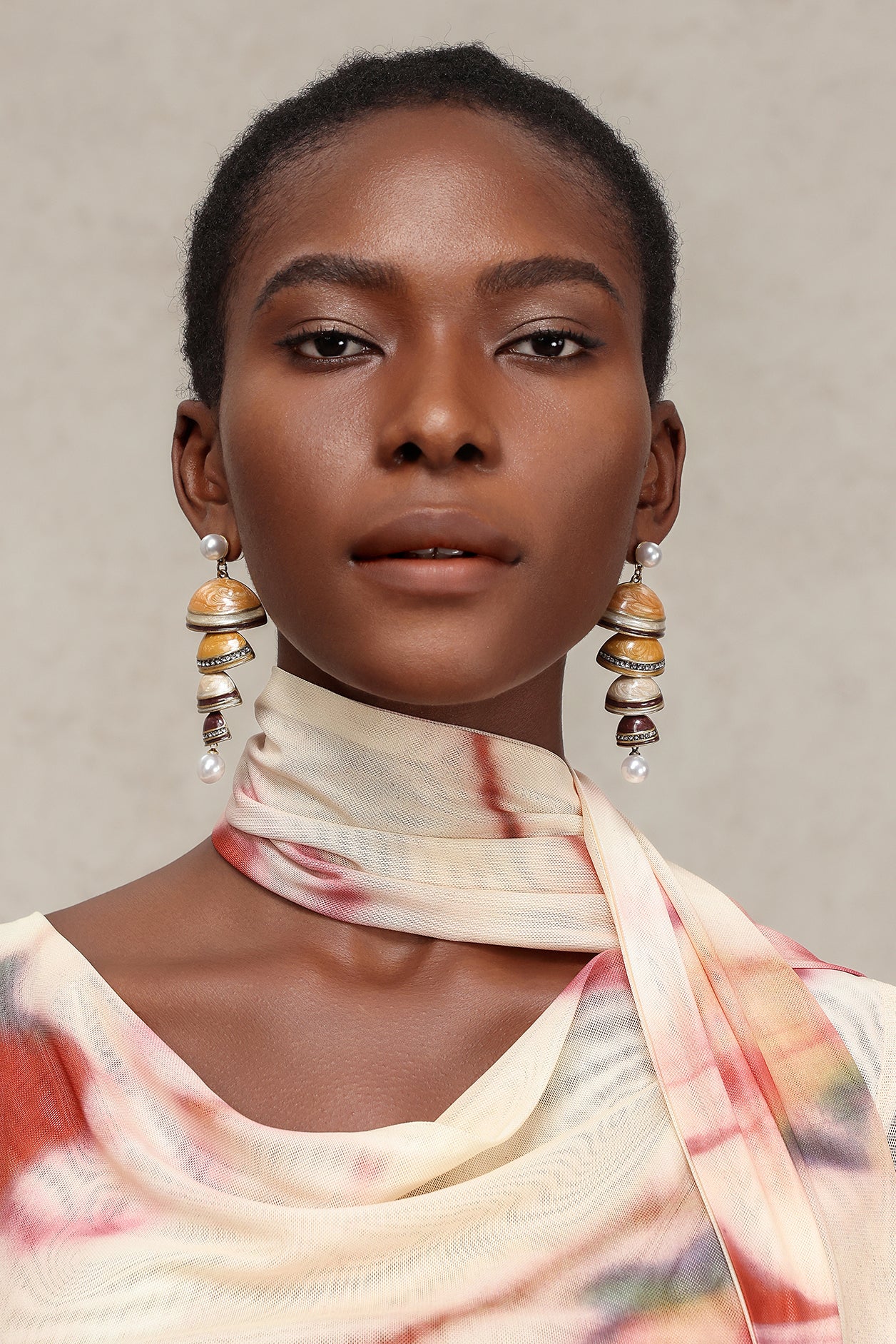 Fabia Wind Chimes Multi-Layer Pearl Earrings