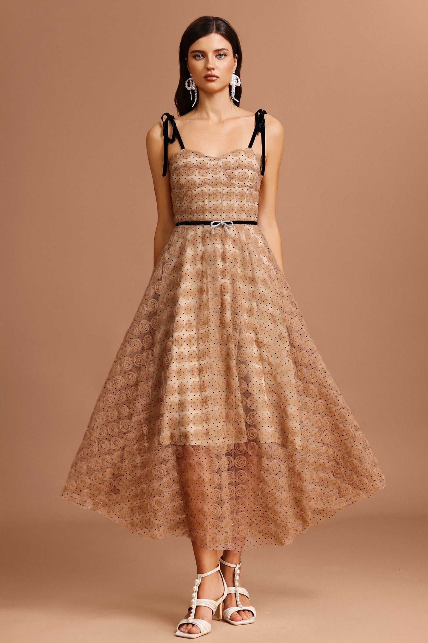 Nadia Halter Dot Printed Maxi Dress