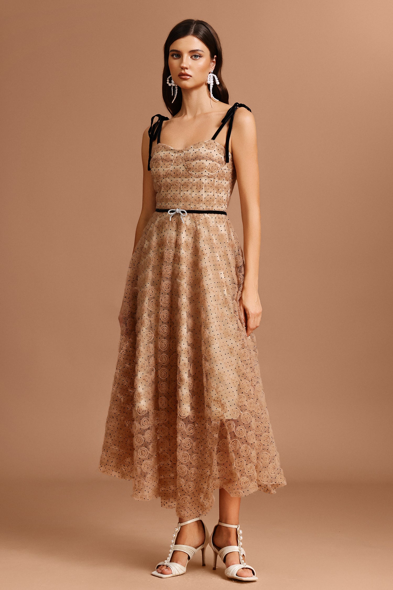 Nadia Halter Dot Printed Maxi Dress