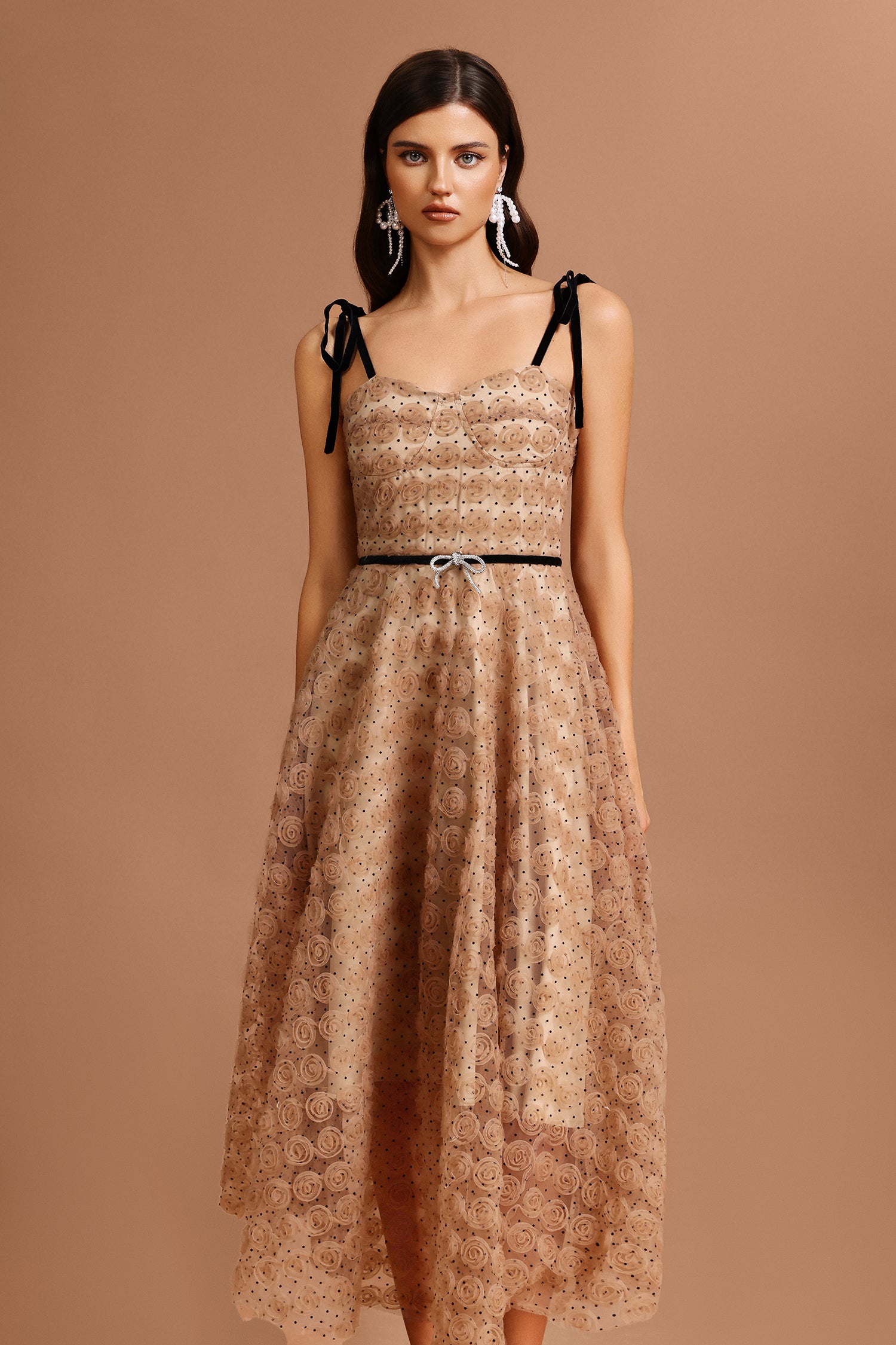 Nadia Halter Dot Printed Maxi Dress