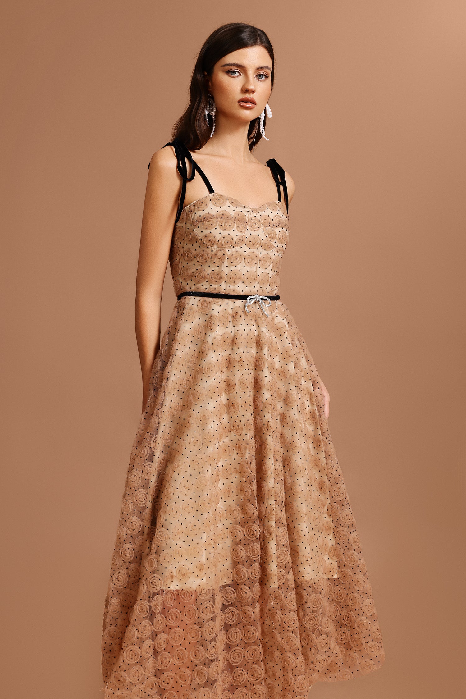 Nadia Halter Dot Printed Maxi Dress