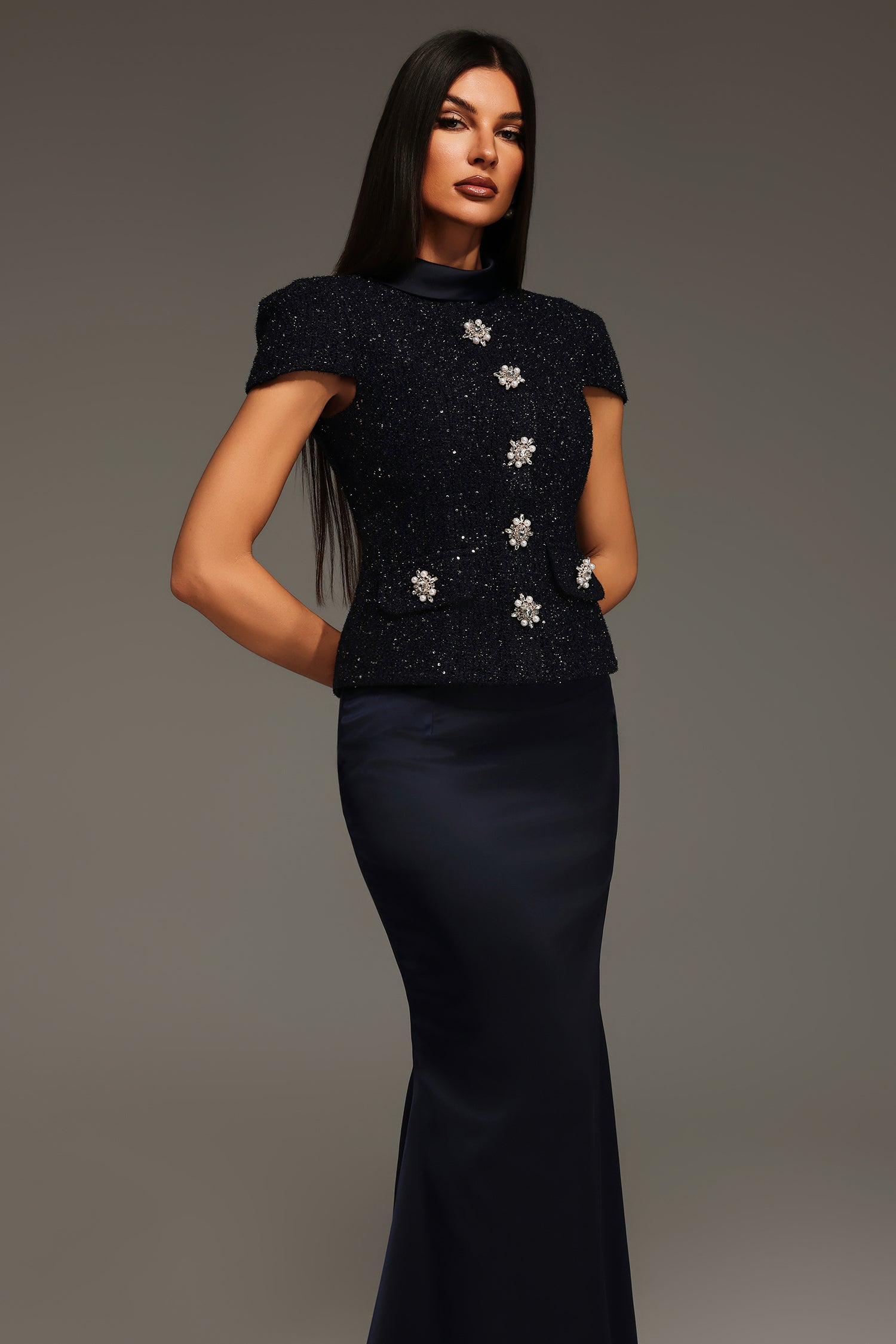 Isabeau Short Sleeve Round Neck Maxi Two-Piece Set