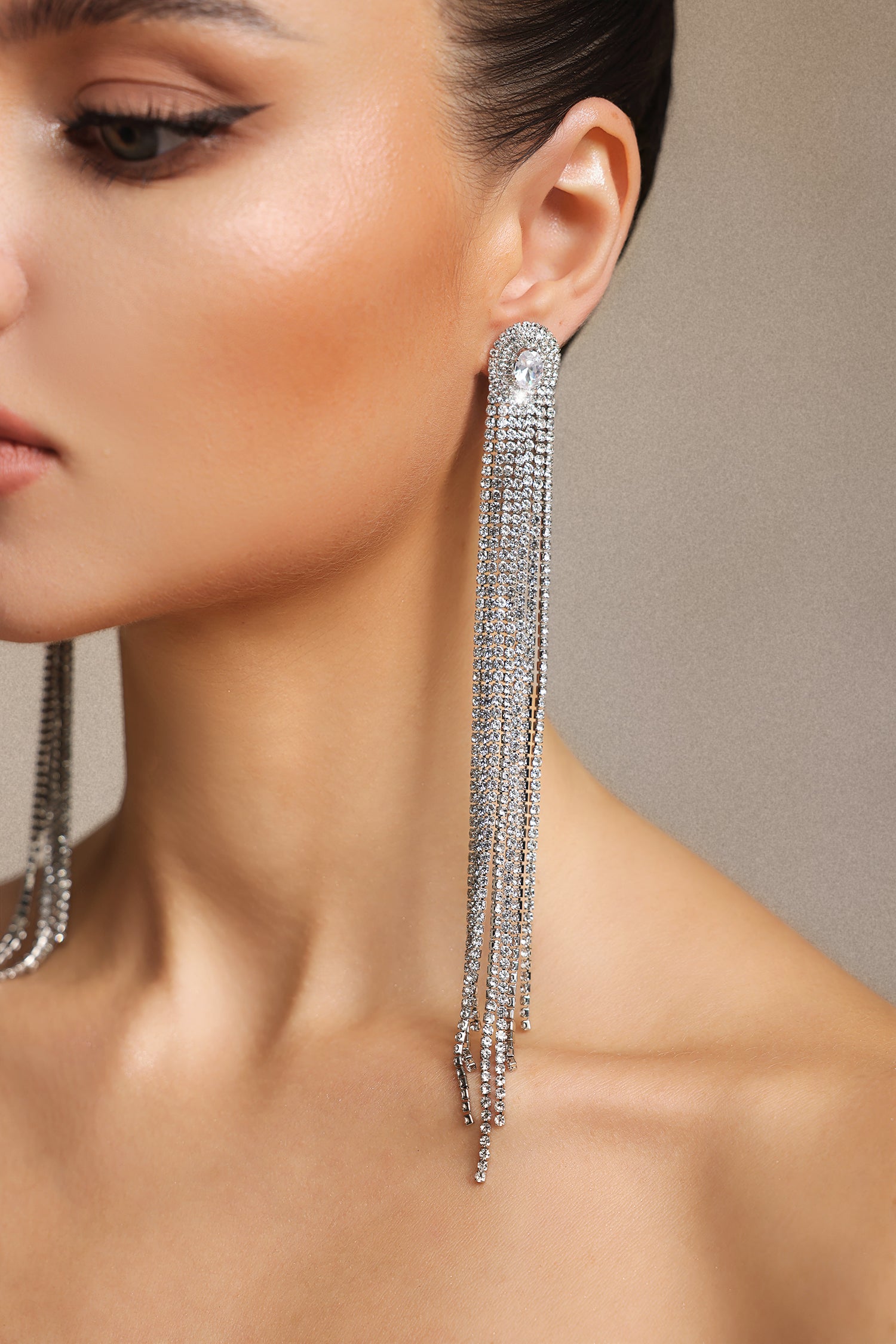 Maliya Diamond Tassels Maxi Earrings