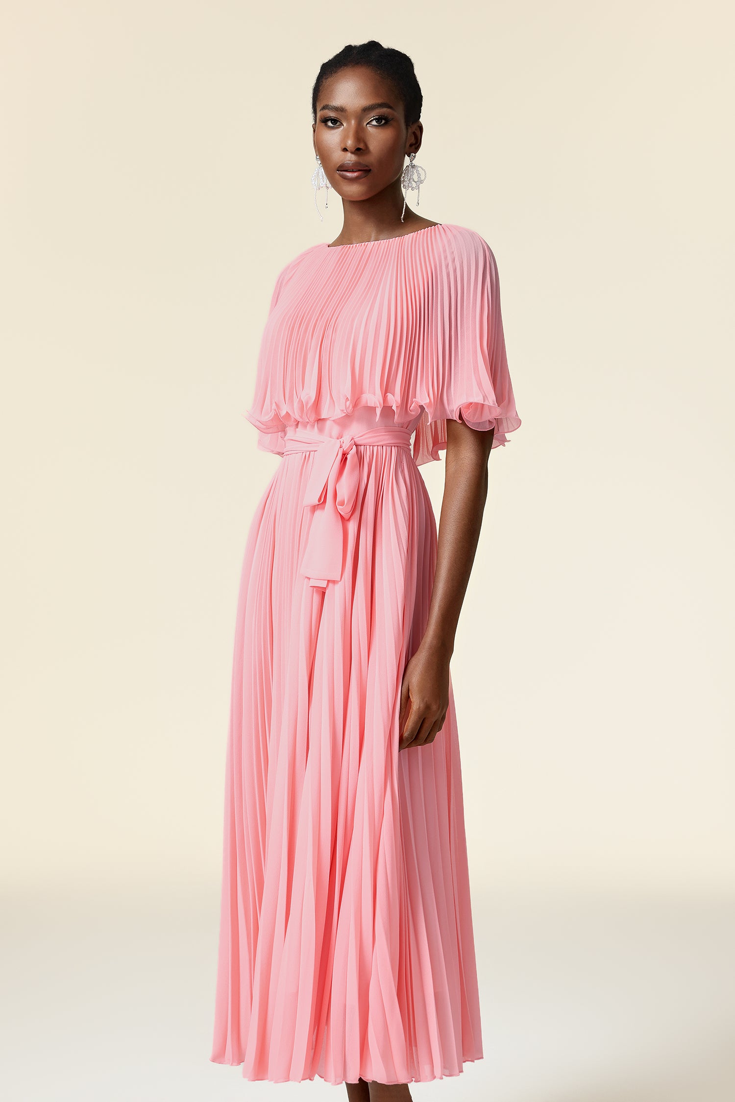 Doreen Round Neck Folds Maxi Dress