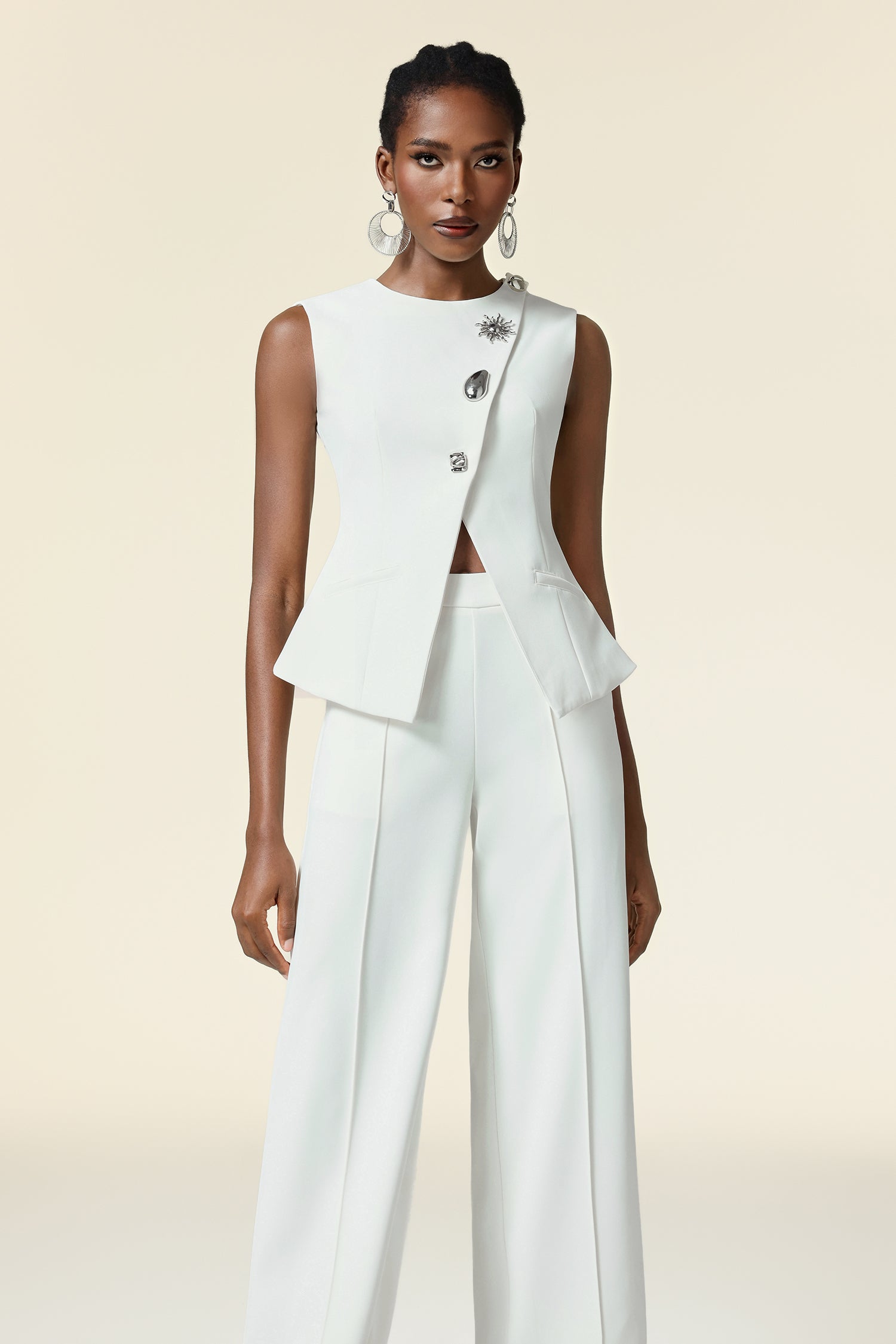 Zalma Round Neck Top And Pants Two-Piece Set