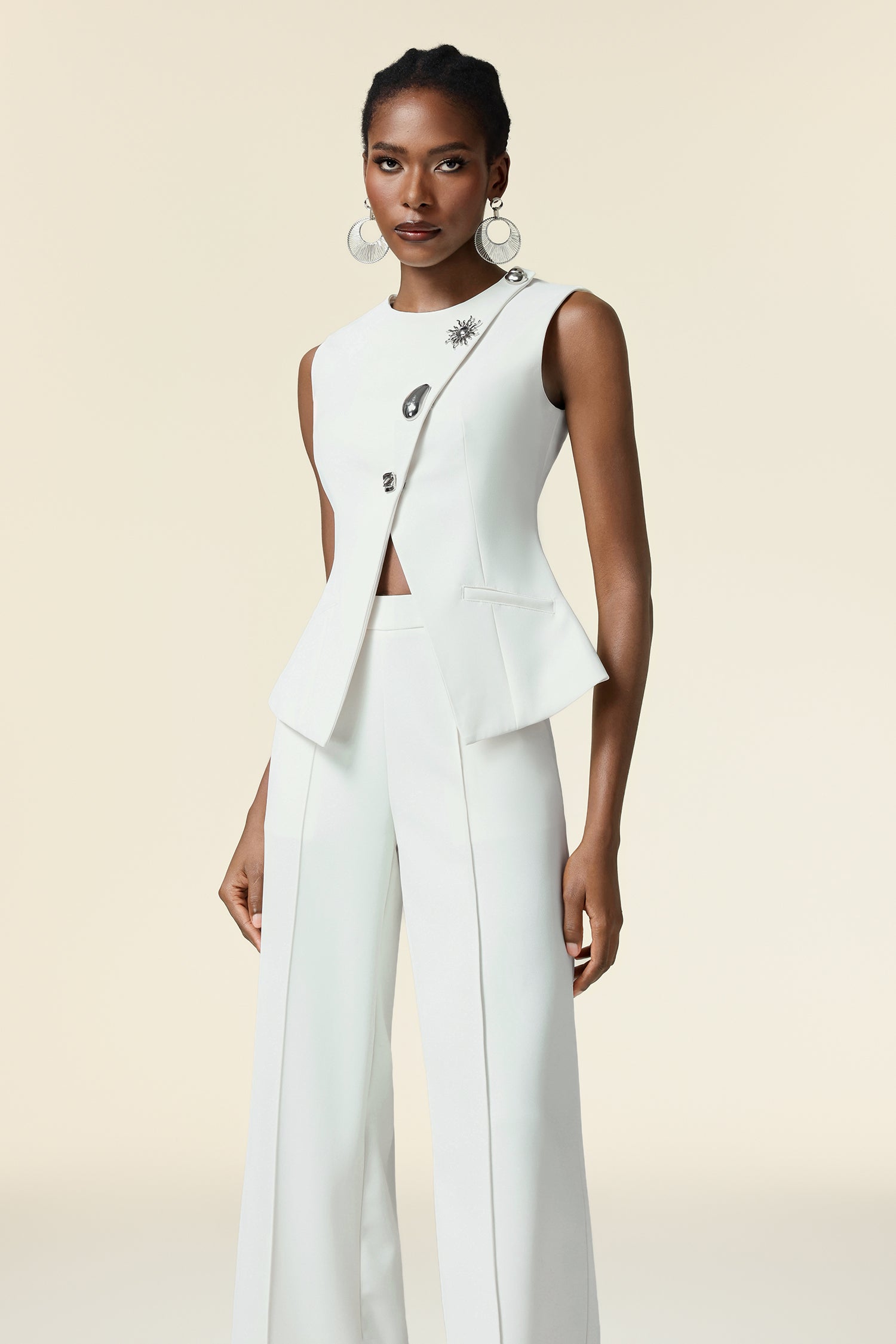 Zalma Round Neck Top And Pants Two-Piece Set