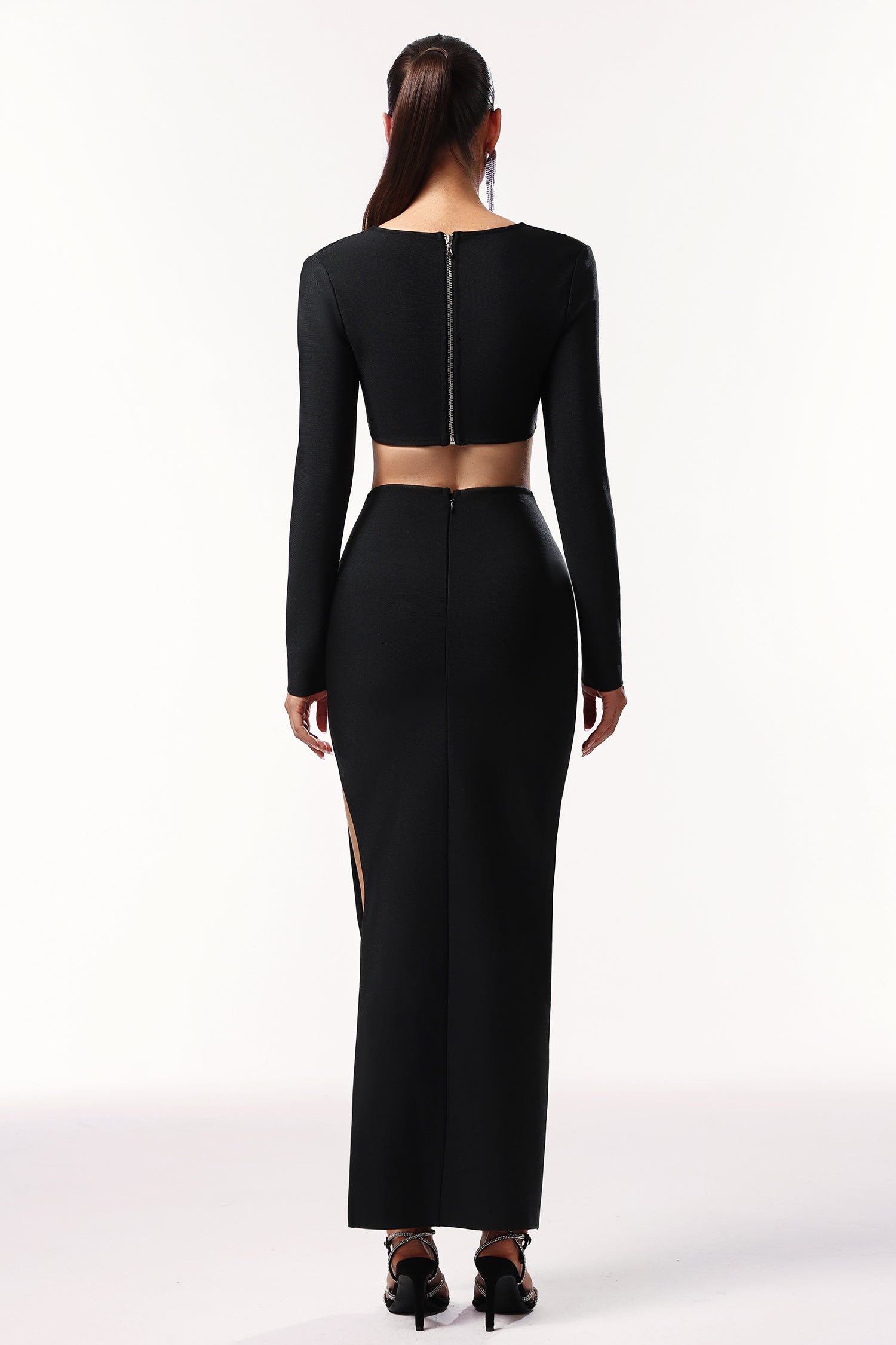 Susan Long Sleeves Hollow Out Butterfly Bandage Maxi Two-Piece Set