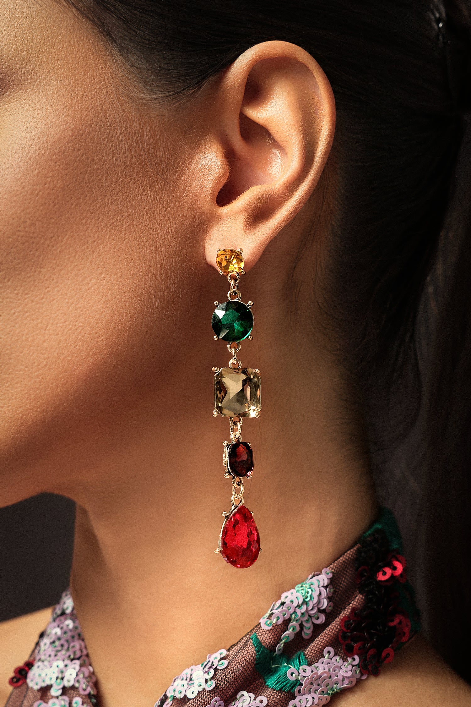 Sharina Geometry Square Diamond Earrings