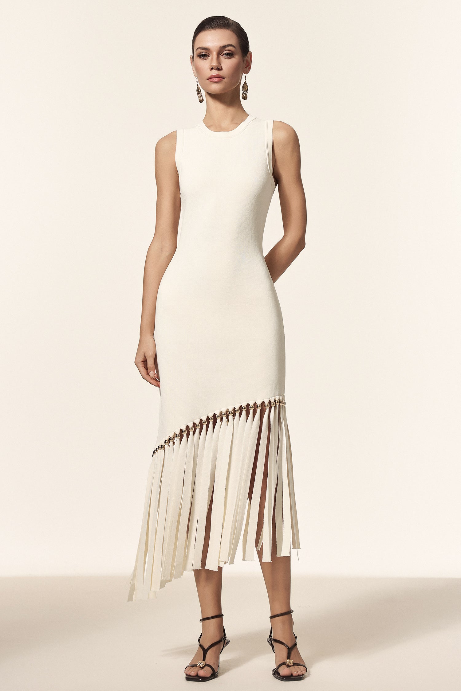 Rami Round Neck Sleeveless Tassels Maxi Dress