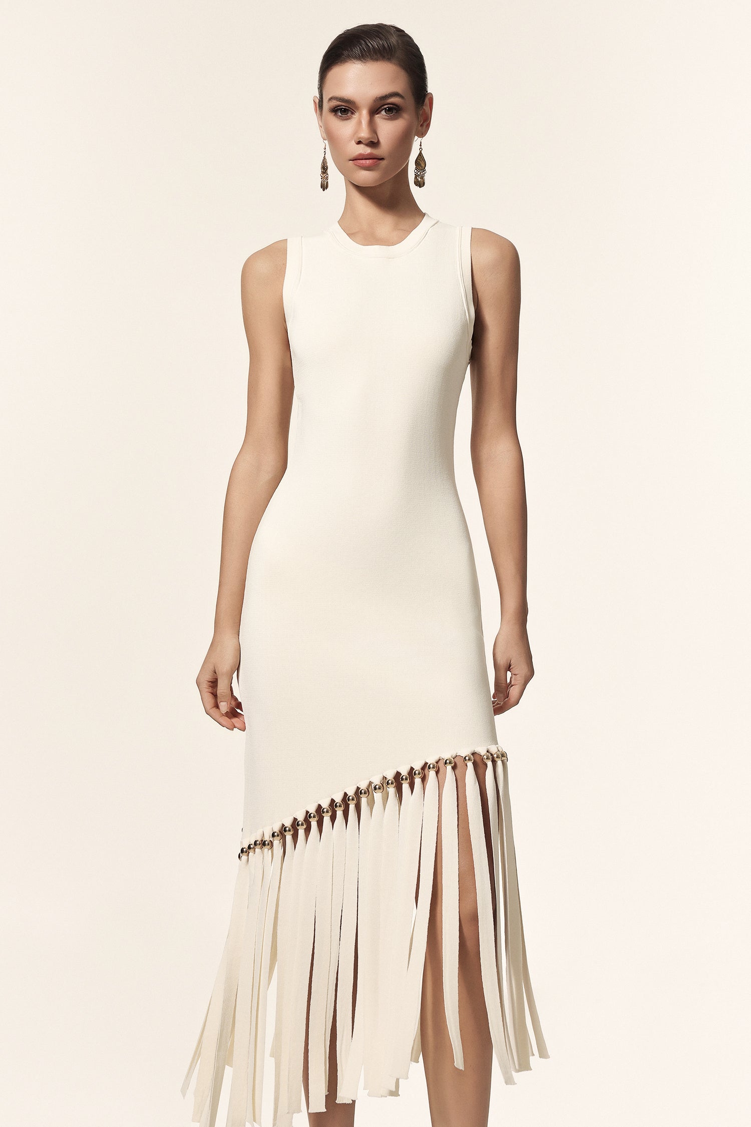 Rami Round Neck Sleeveless Tassels Maxi Dress