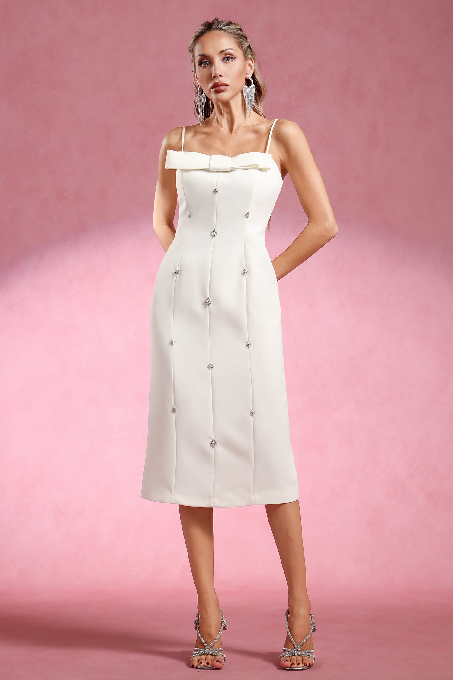 Rilia Sleeveless Bow Diamond Maxi Dress