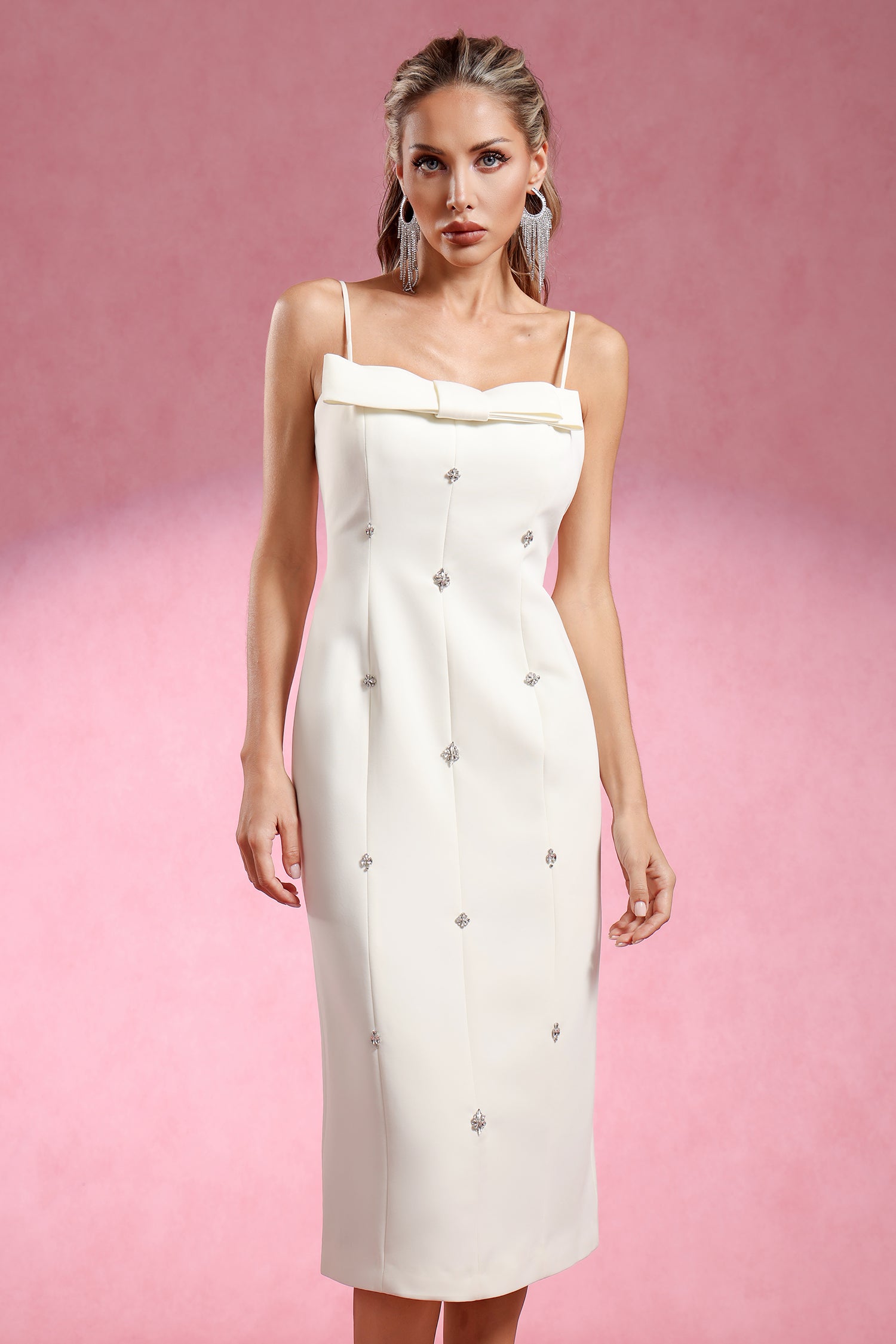 Rilia Sleeveless Bow Diamond Maxi Dress