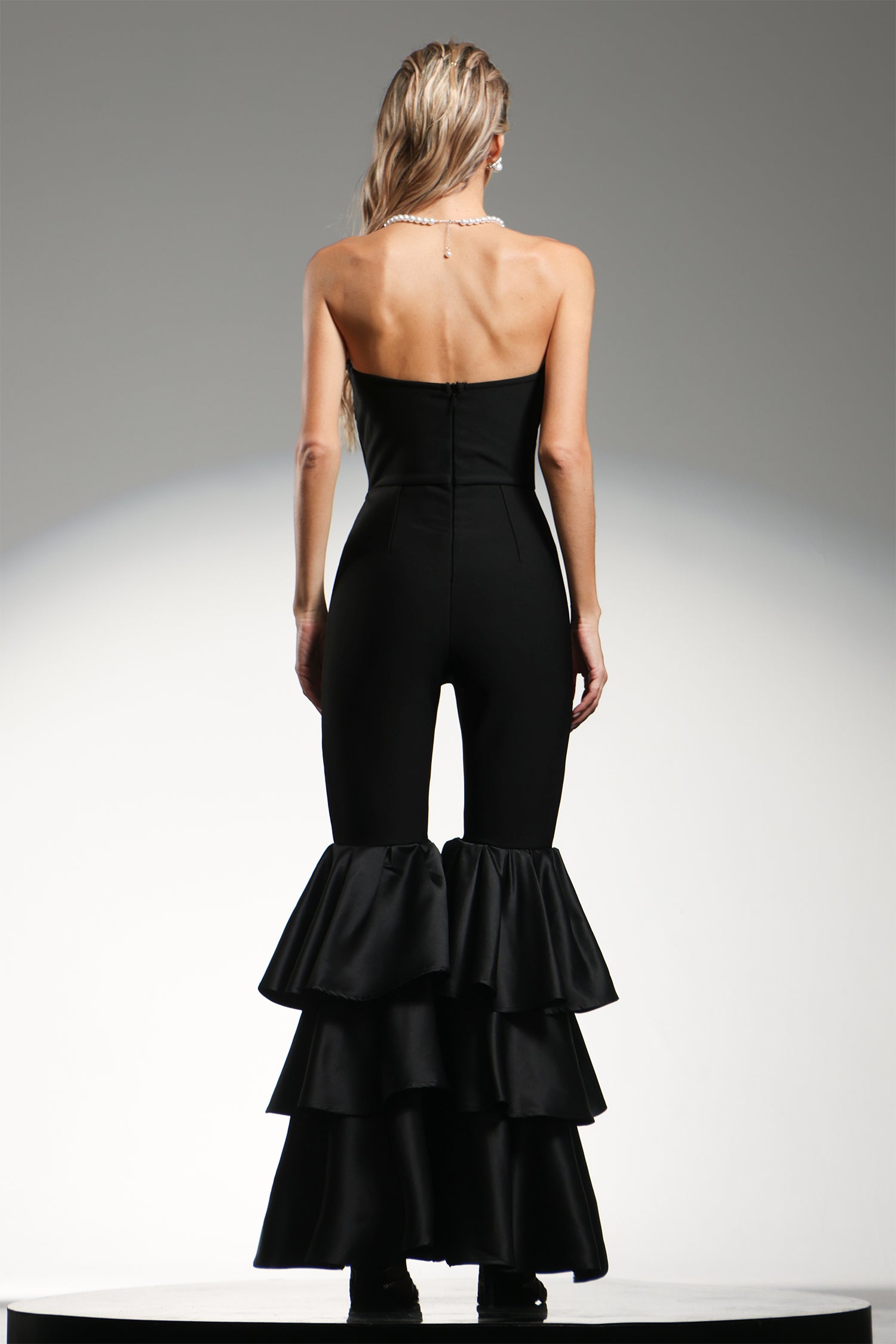 Yette Flounced Tube Jumpsuit