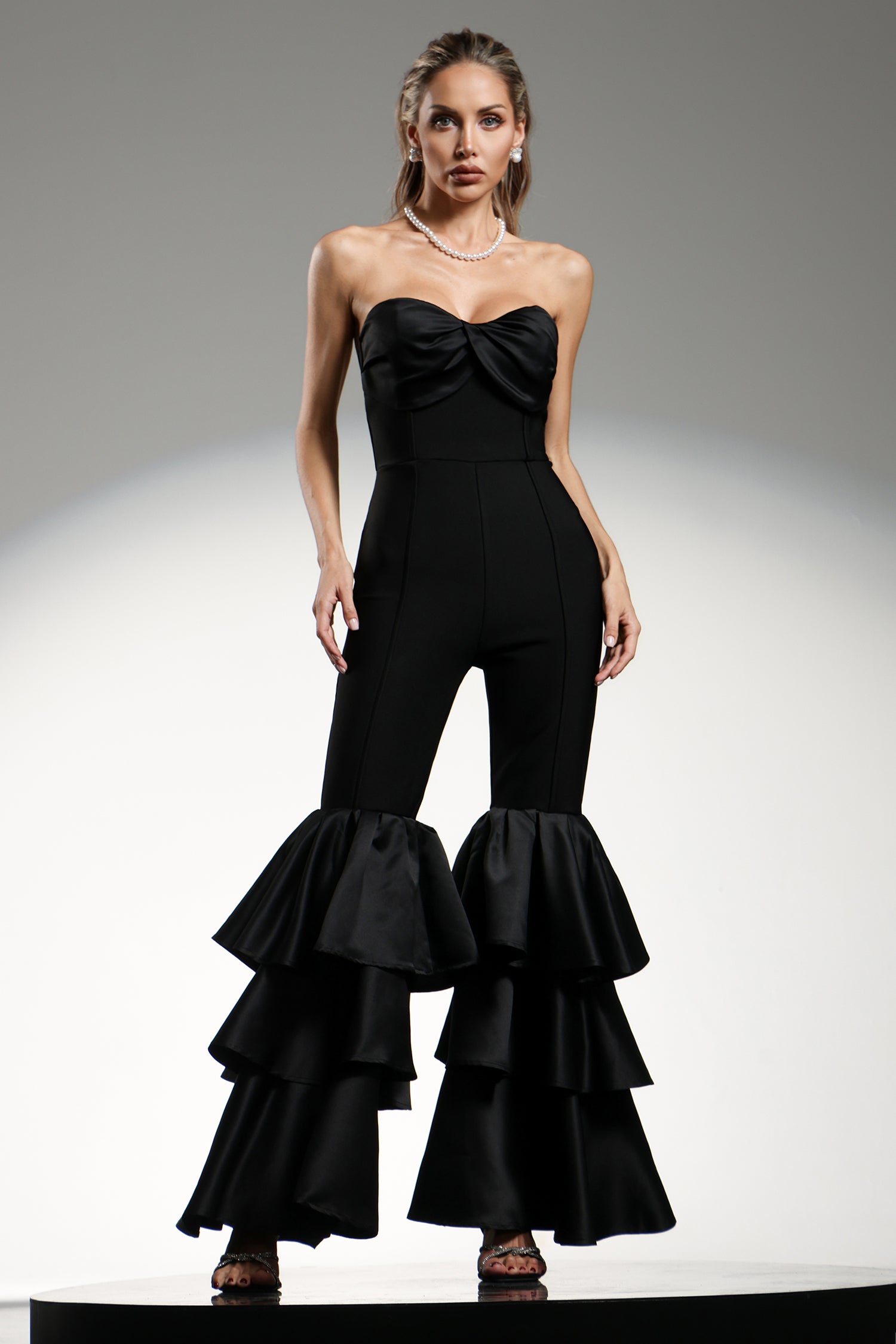 Yette Flounced Tube Jumpsuit