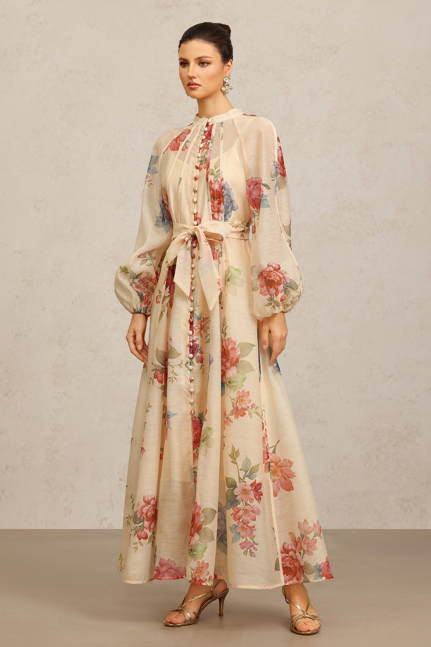 Neal Long Sleeves Floral Printed Maxi Dress
