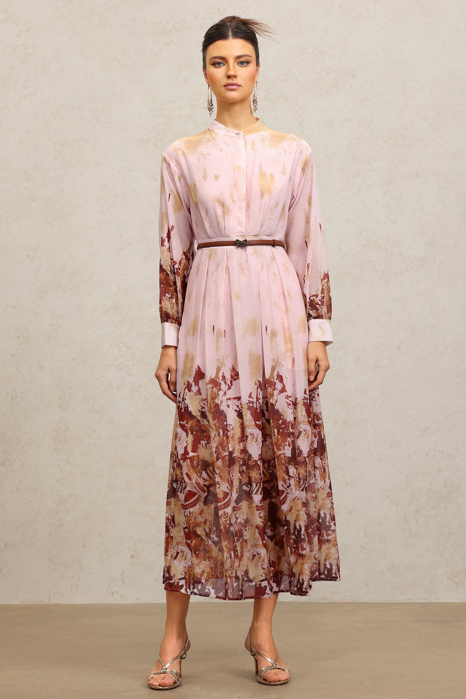 Temaie Long Sleeves Floral Printed Maxi Dress