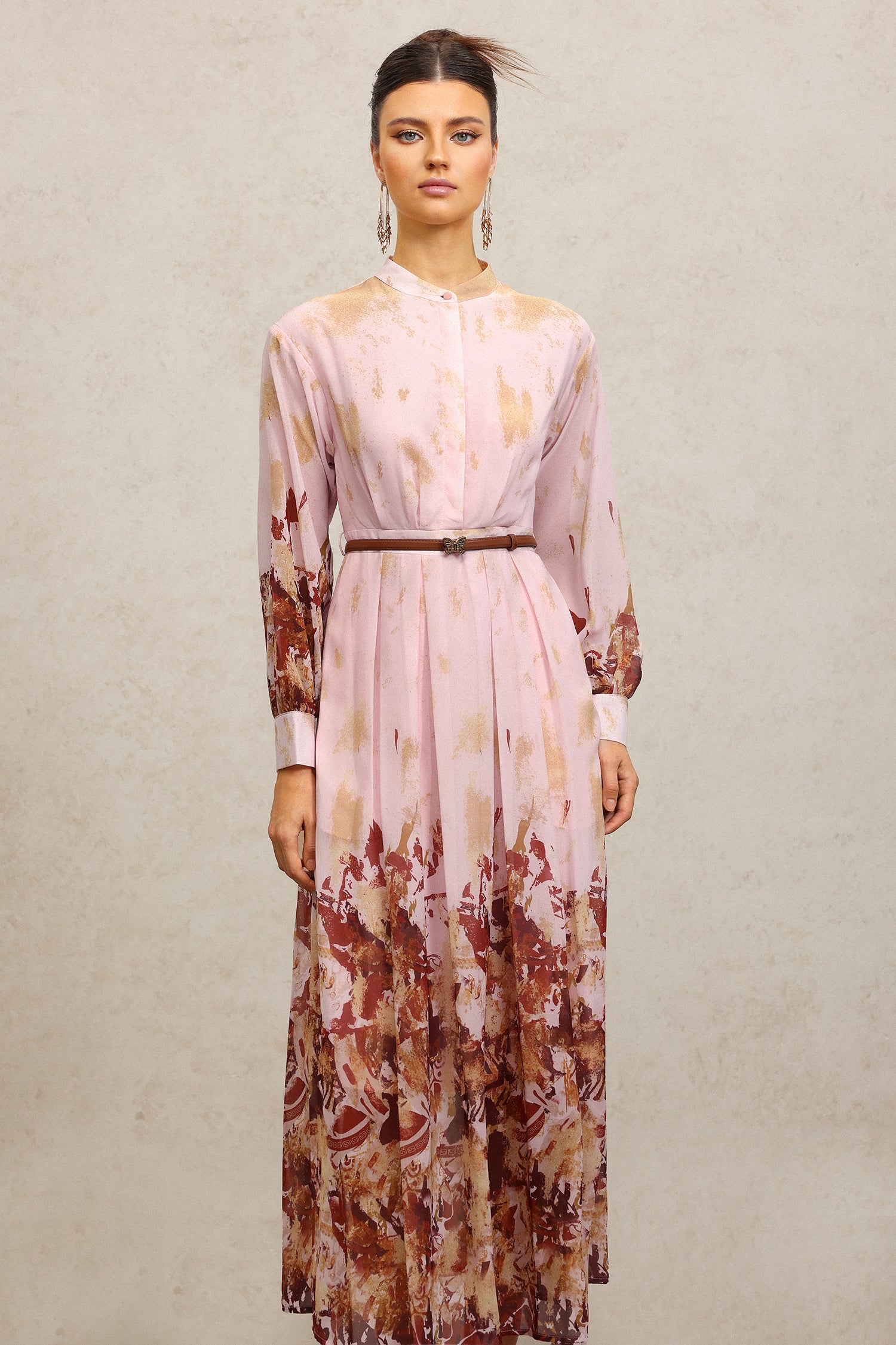 Temaie Long Sleeves Floral Printed Maxi Dress