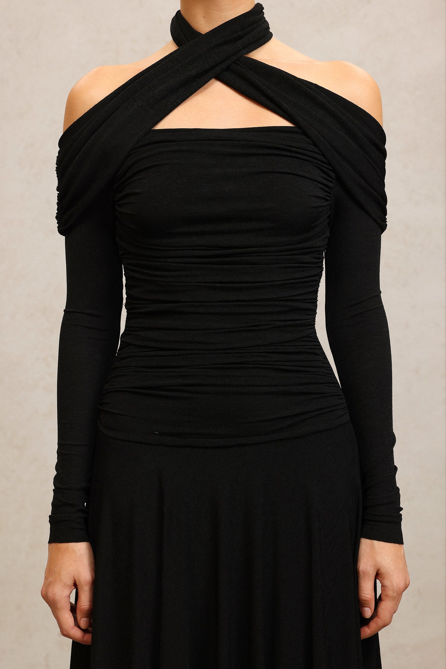 Ksenia Long Sleeves Folds Maxi Dress