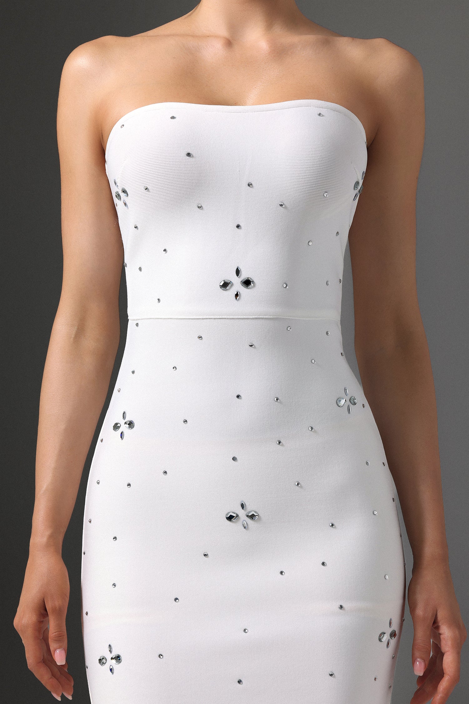 Xacier Strapless Rhinestone Bandage Maxi Dress