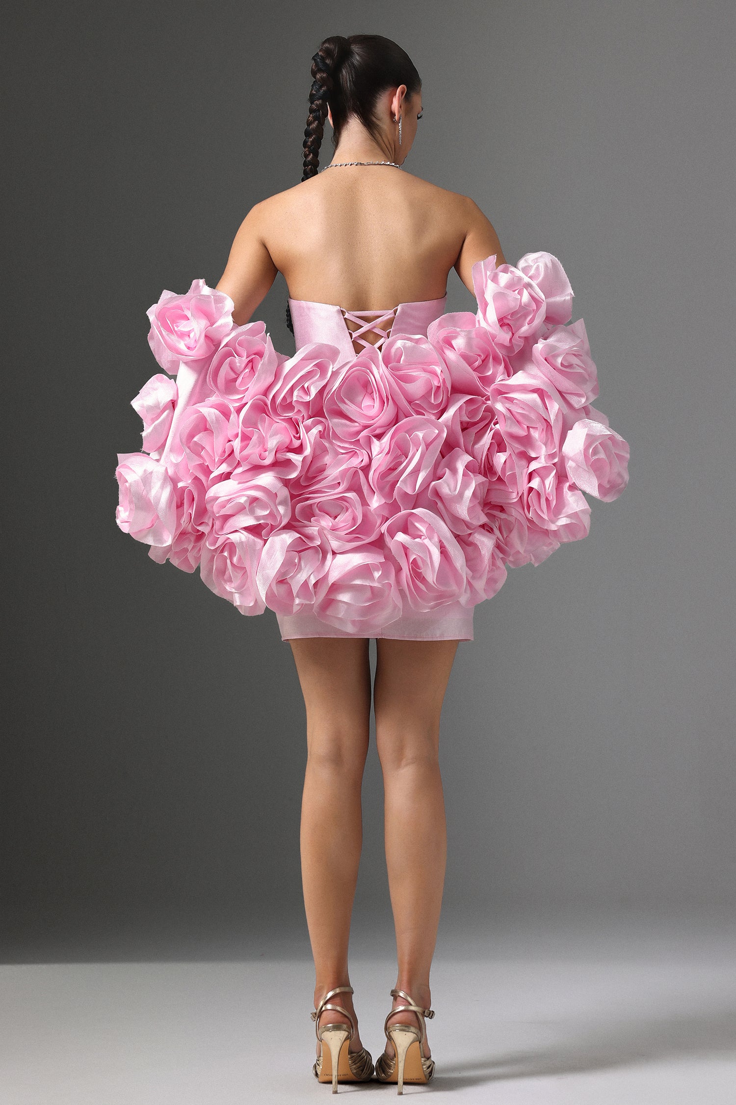 Vivi Strapless Floral Cape and Mini Dress Two-Piece Set