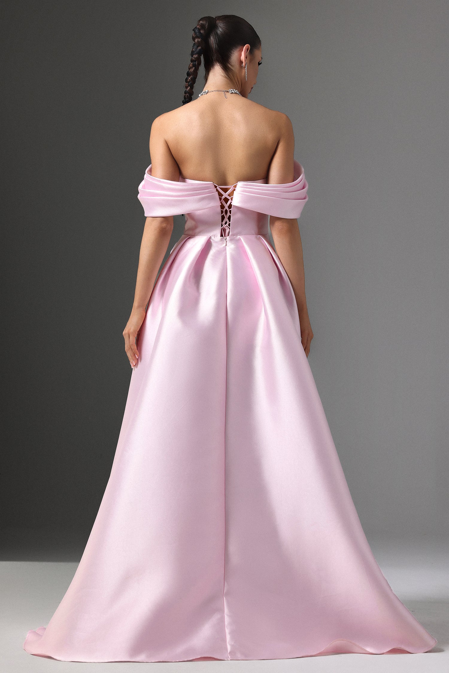 Eseniya Off-Shoulder Floral Embroidered Slit Maxi Dress