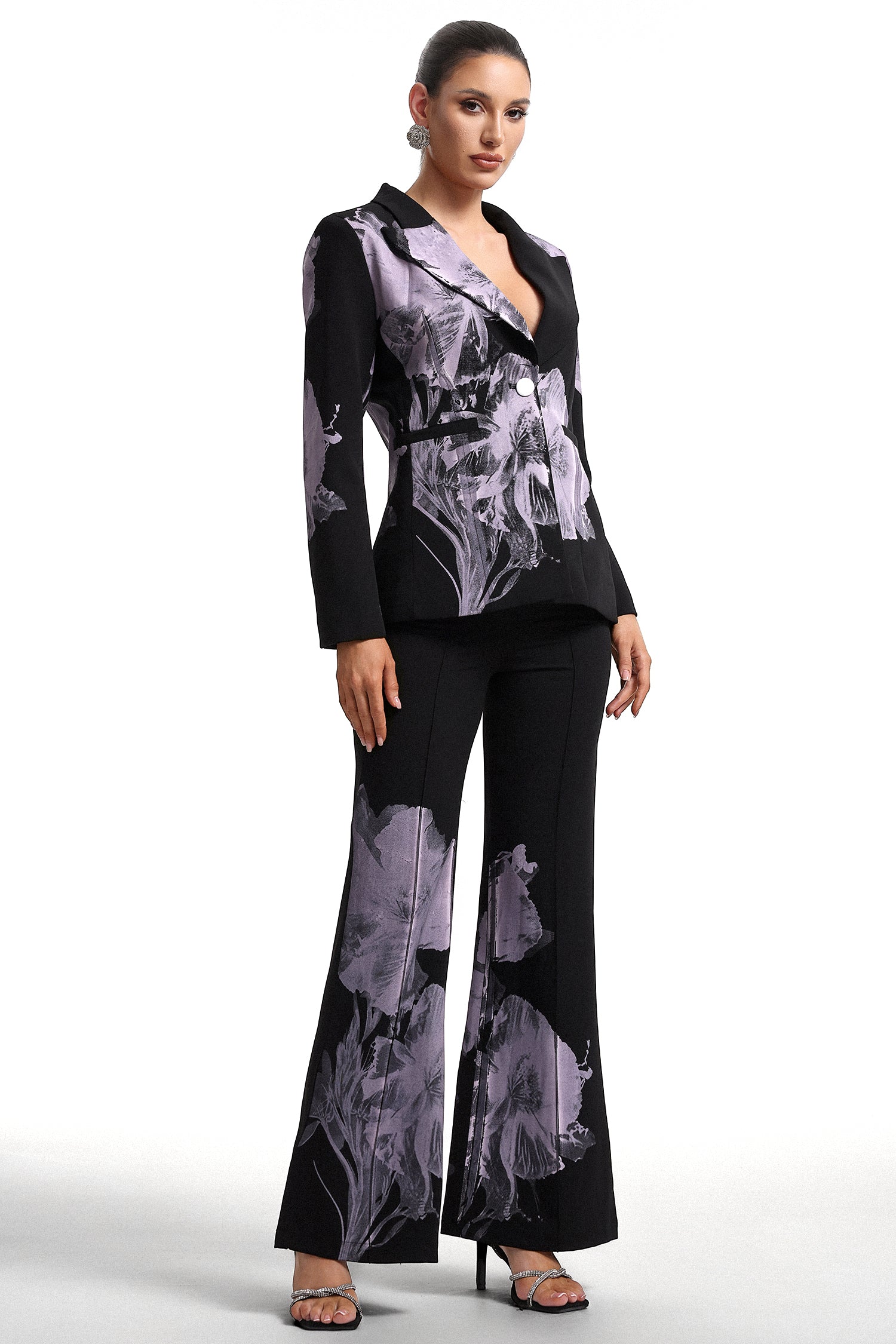 Garina Asymetric Floral Print Suit