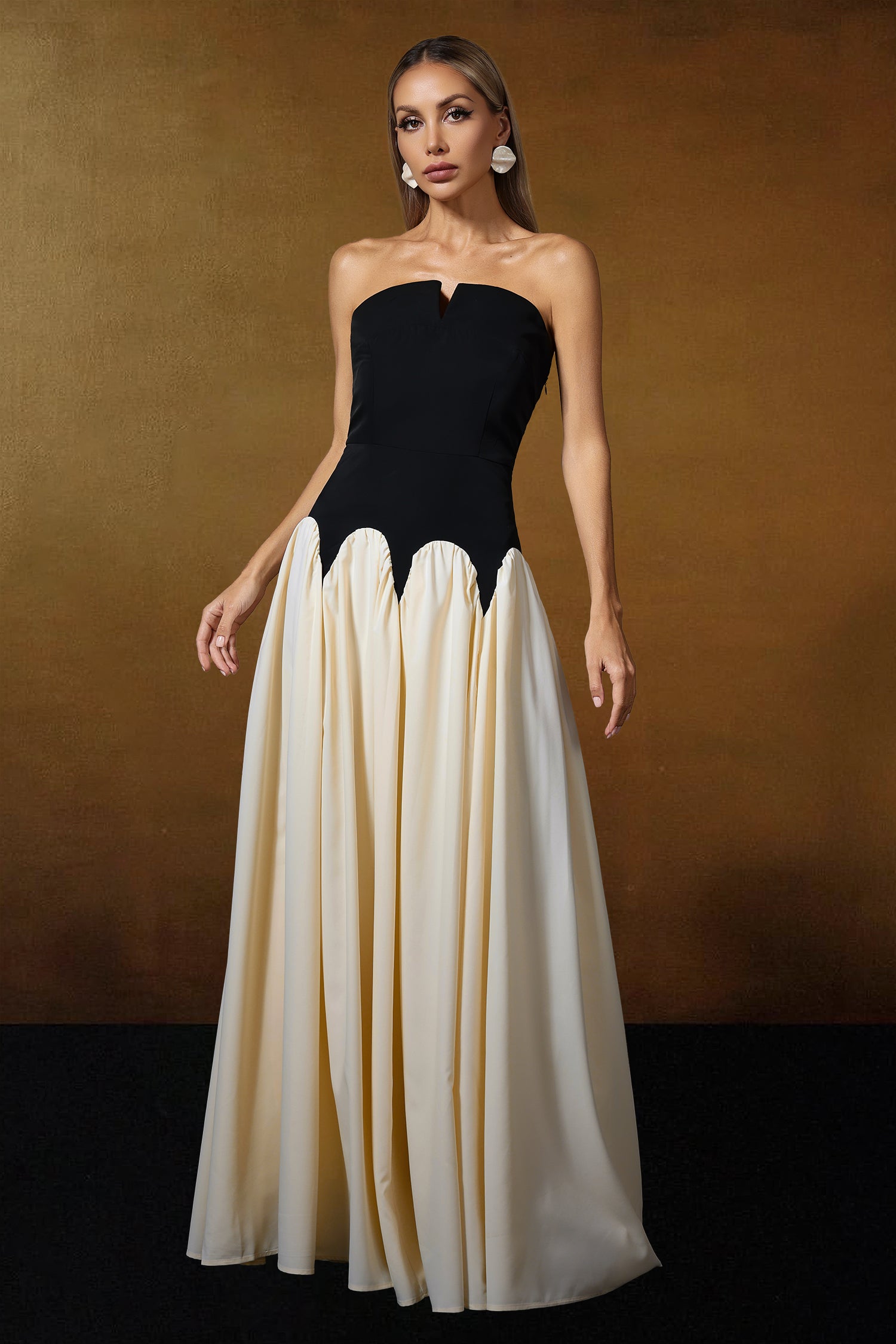 Nancy Strapless Contrast Maxi Dress