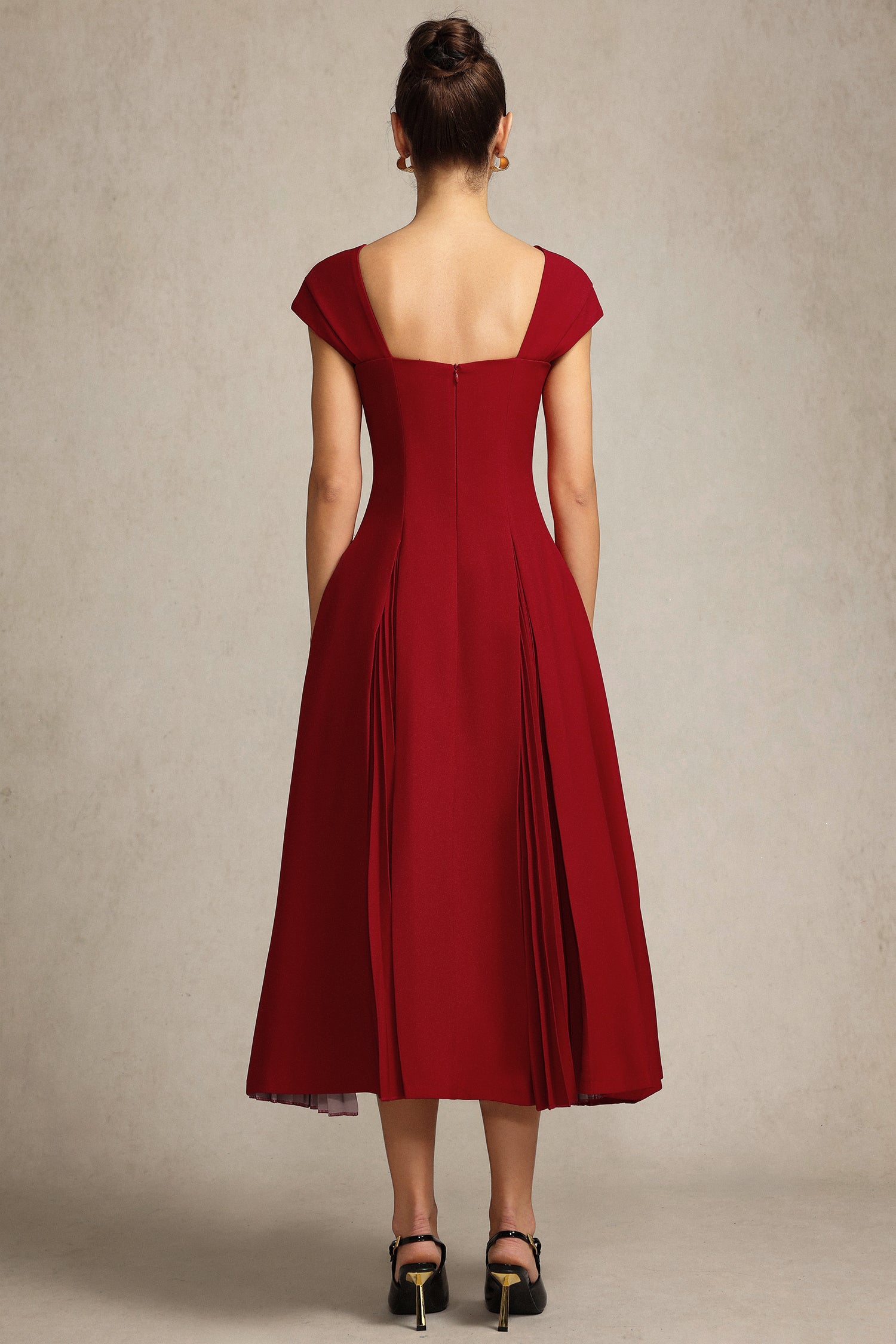 Erica Square Collar Folds Maxi Dress