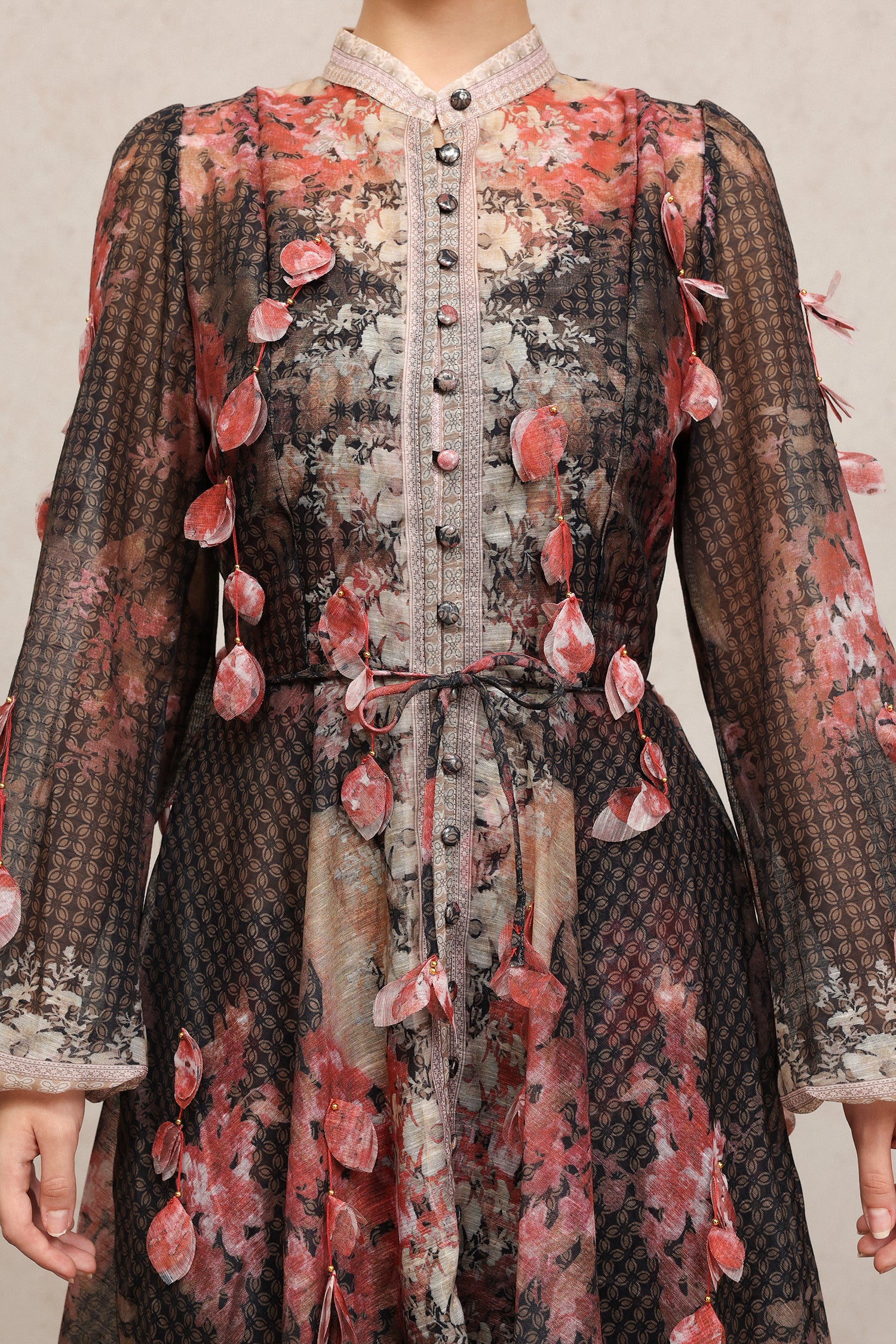 Eka Round Neck Long Sleeves Floral Printed Maxi Dress