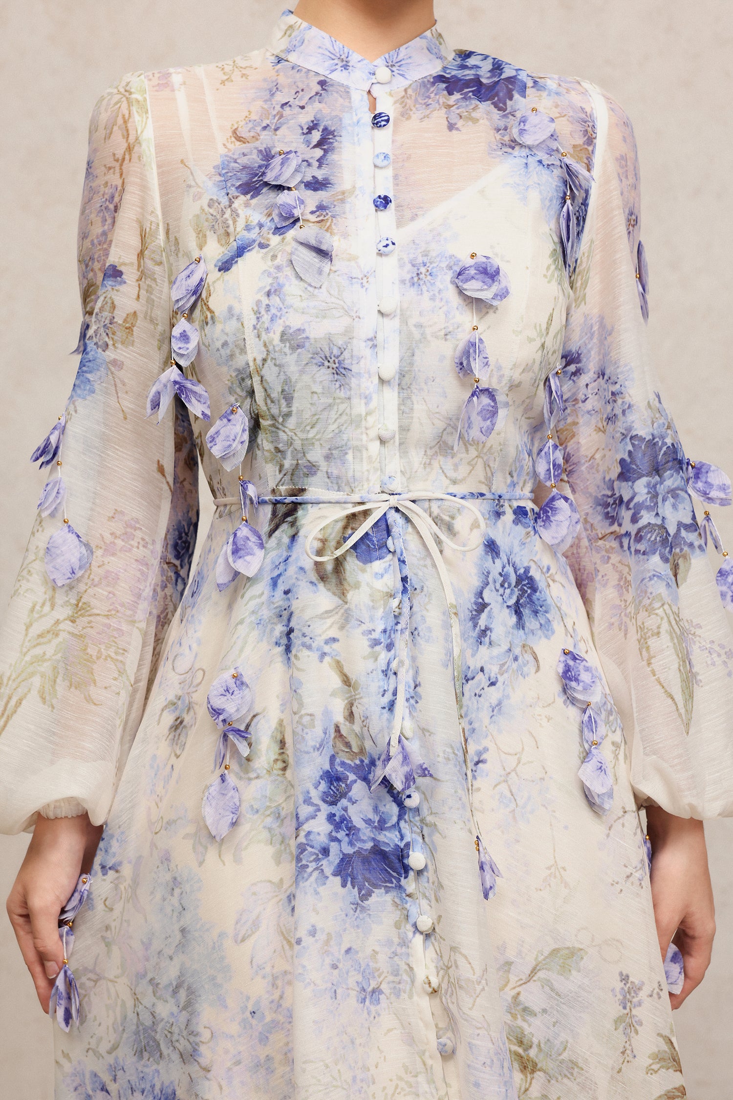 Edmonia Round Neck Long Sleeves Floral Printed Maxi Dress