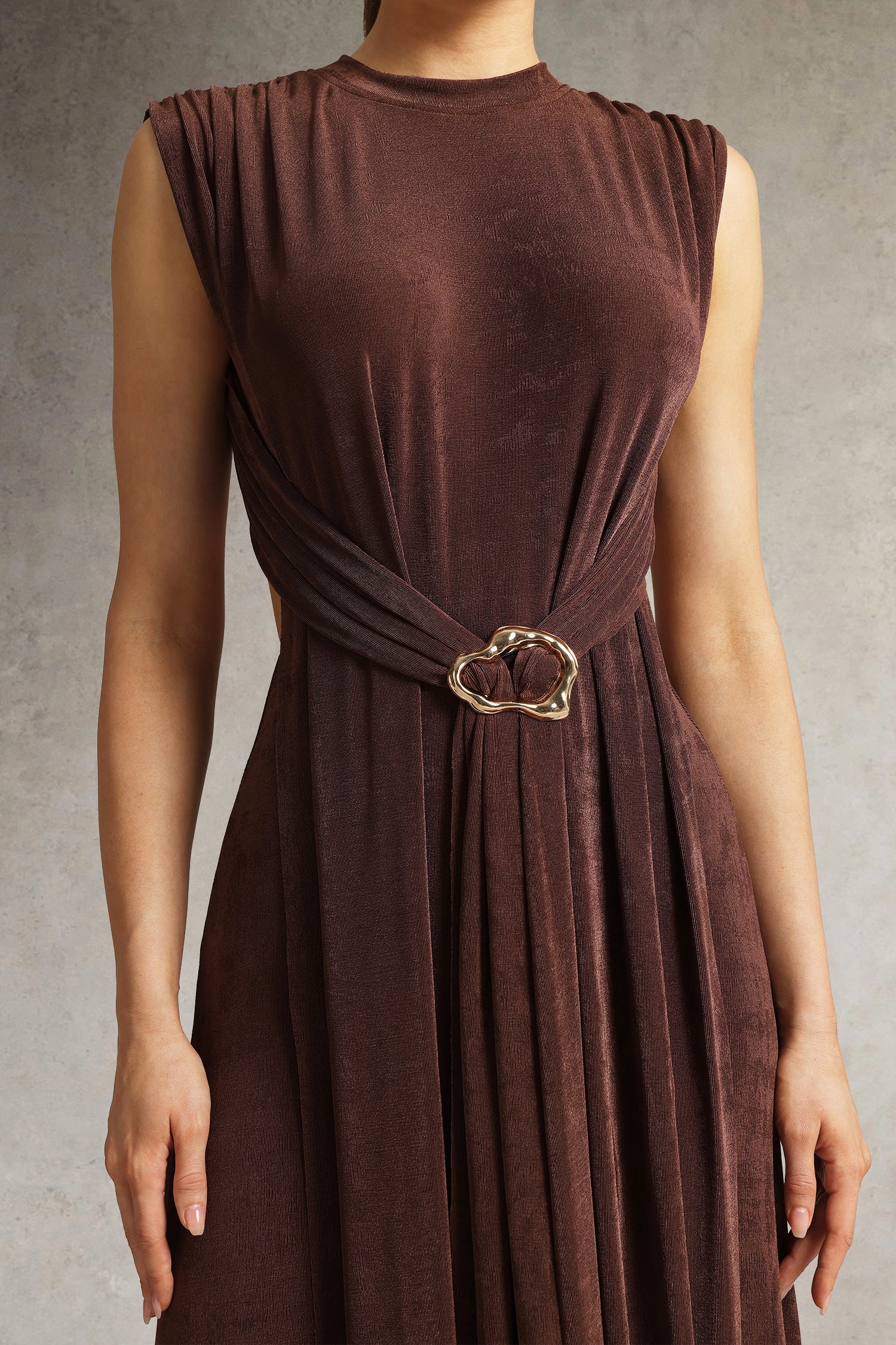 Gusia High Neck Sleeveless Cutout Maxi Dress