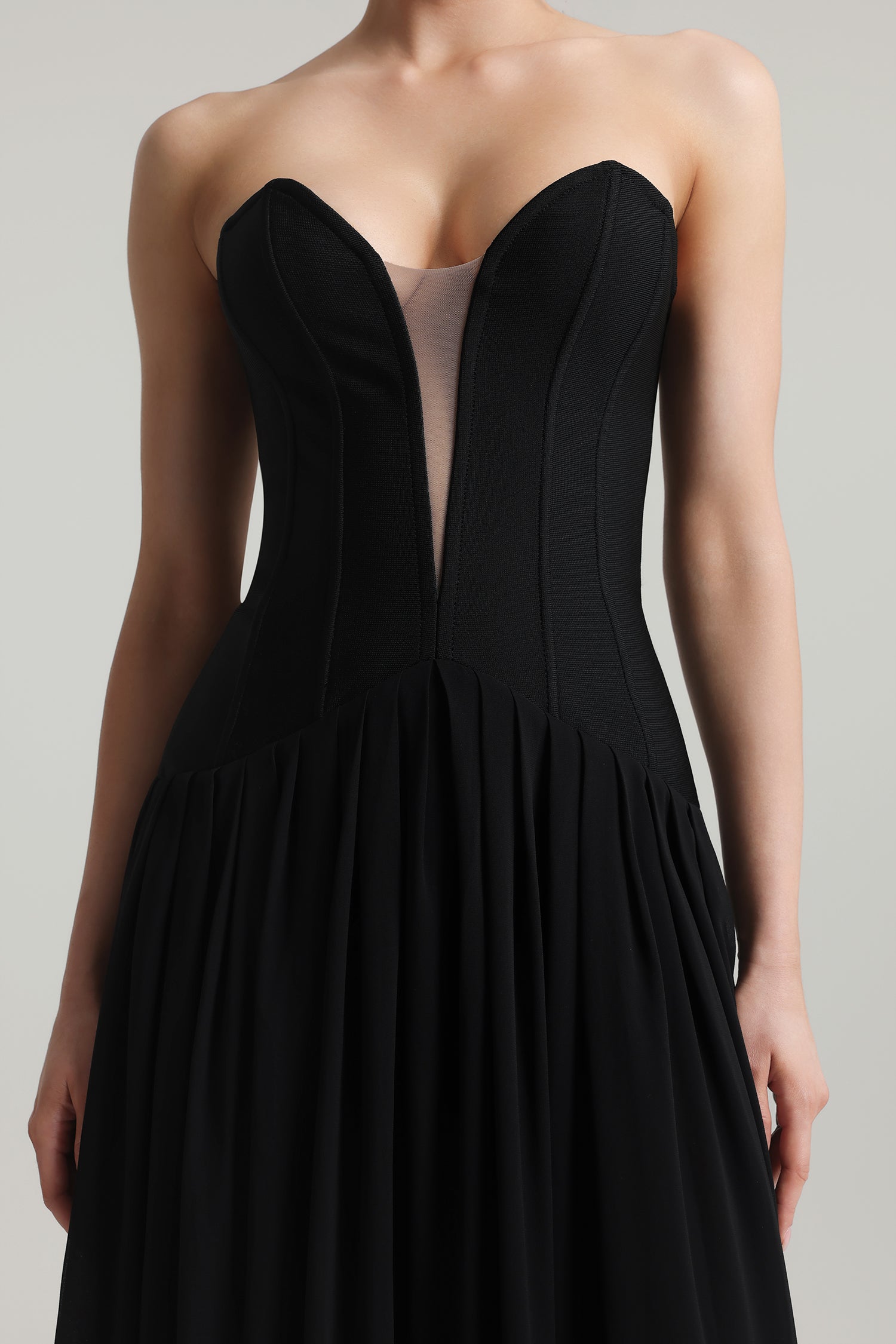 Madelynn Strapless Cut Out High Slit Bandage Maxi Dress