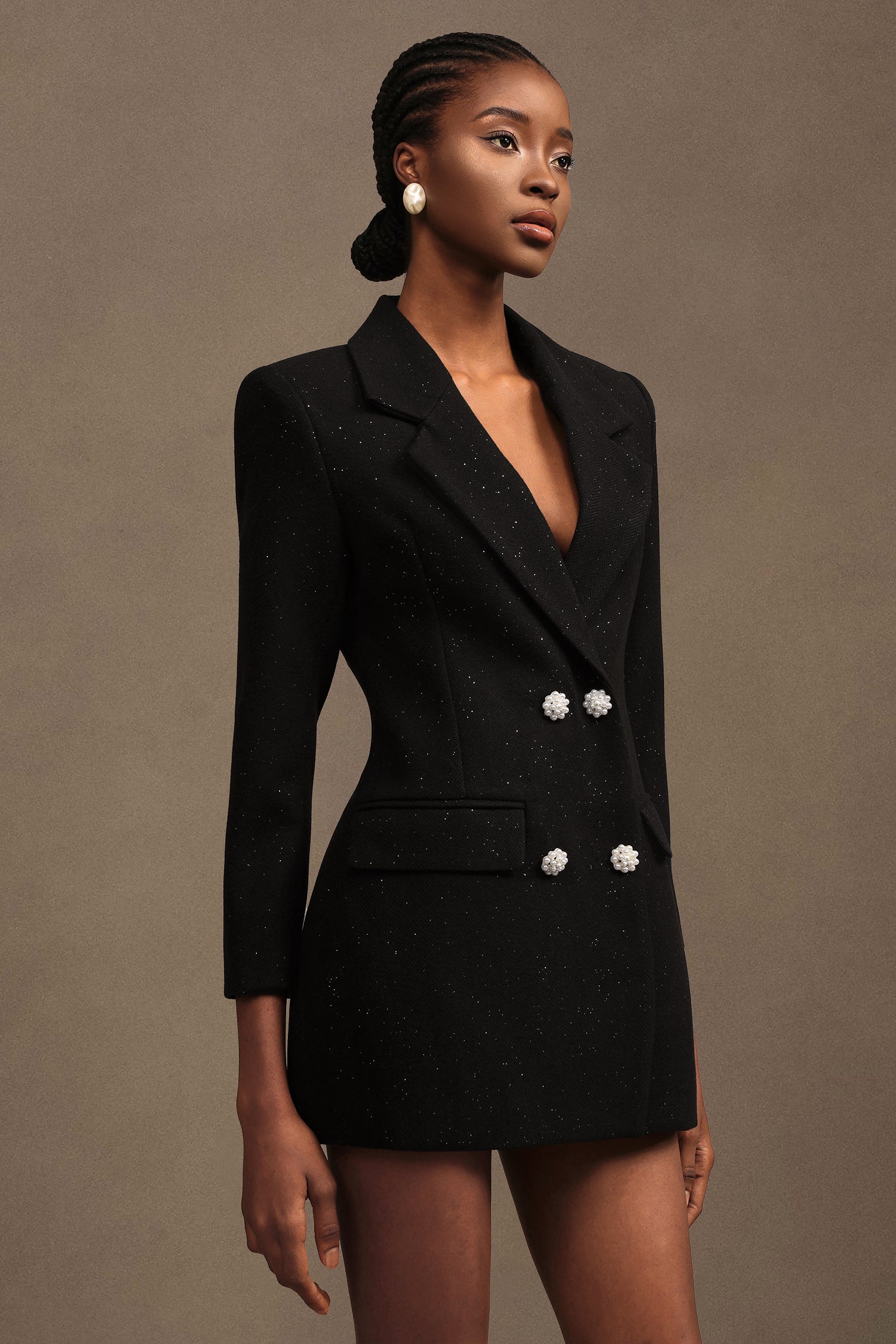 Yannei Modern Tailored Long Sleeve Woven Mini Dress