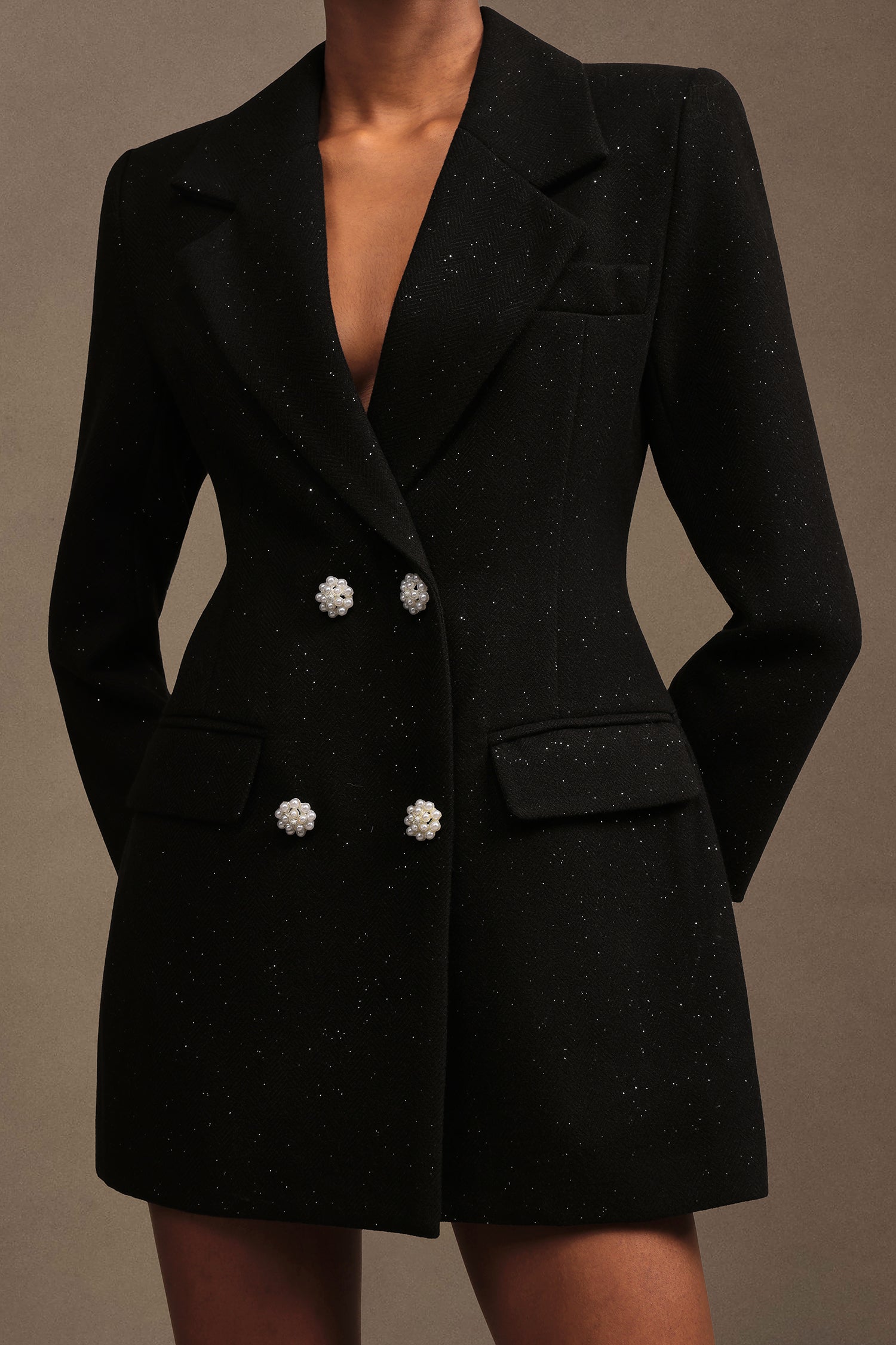 Yannei Modern Tailored Long Sleeve Woven Mini Dress