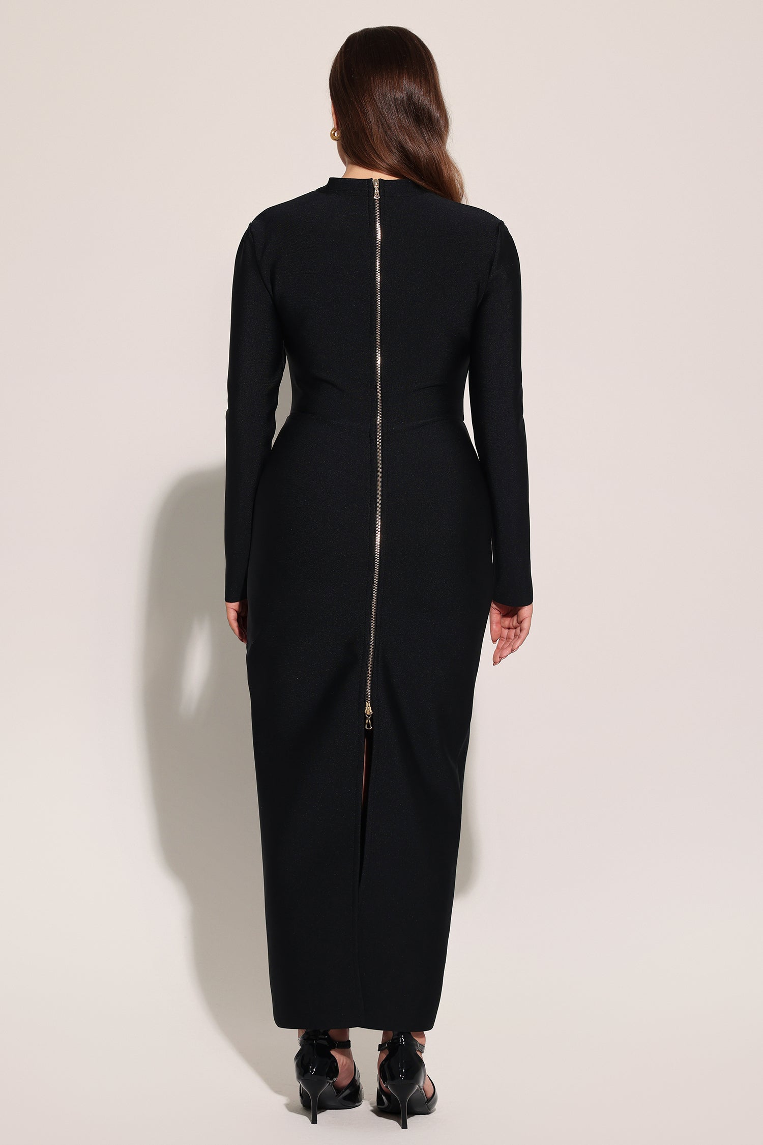 Lave Long Sleeves Hollow Out Bandage Maxi Dress