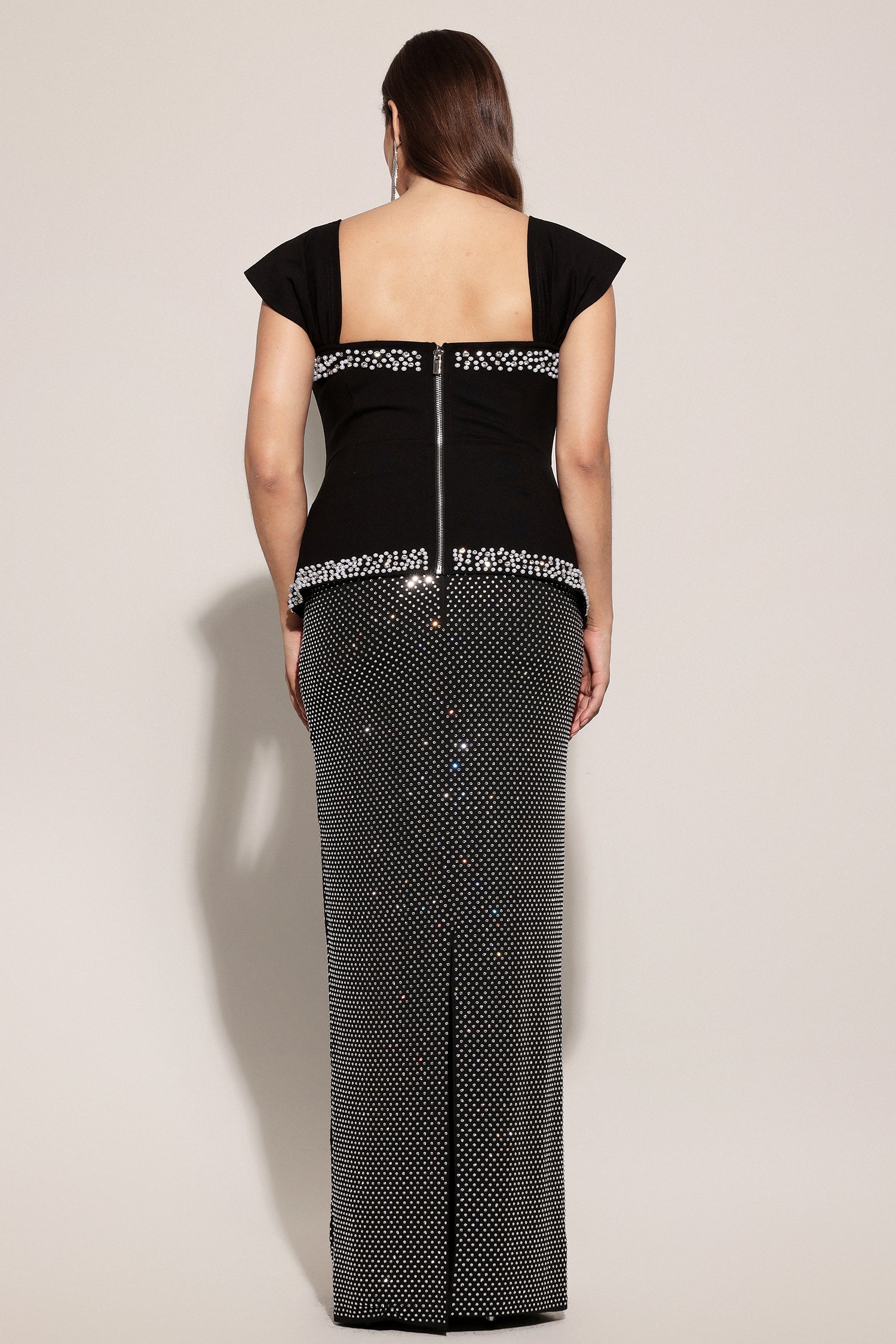 Vercia Off-The-Shoulder Diamond Bandage Maxi Dress