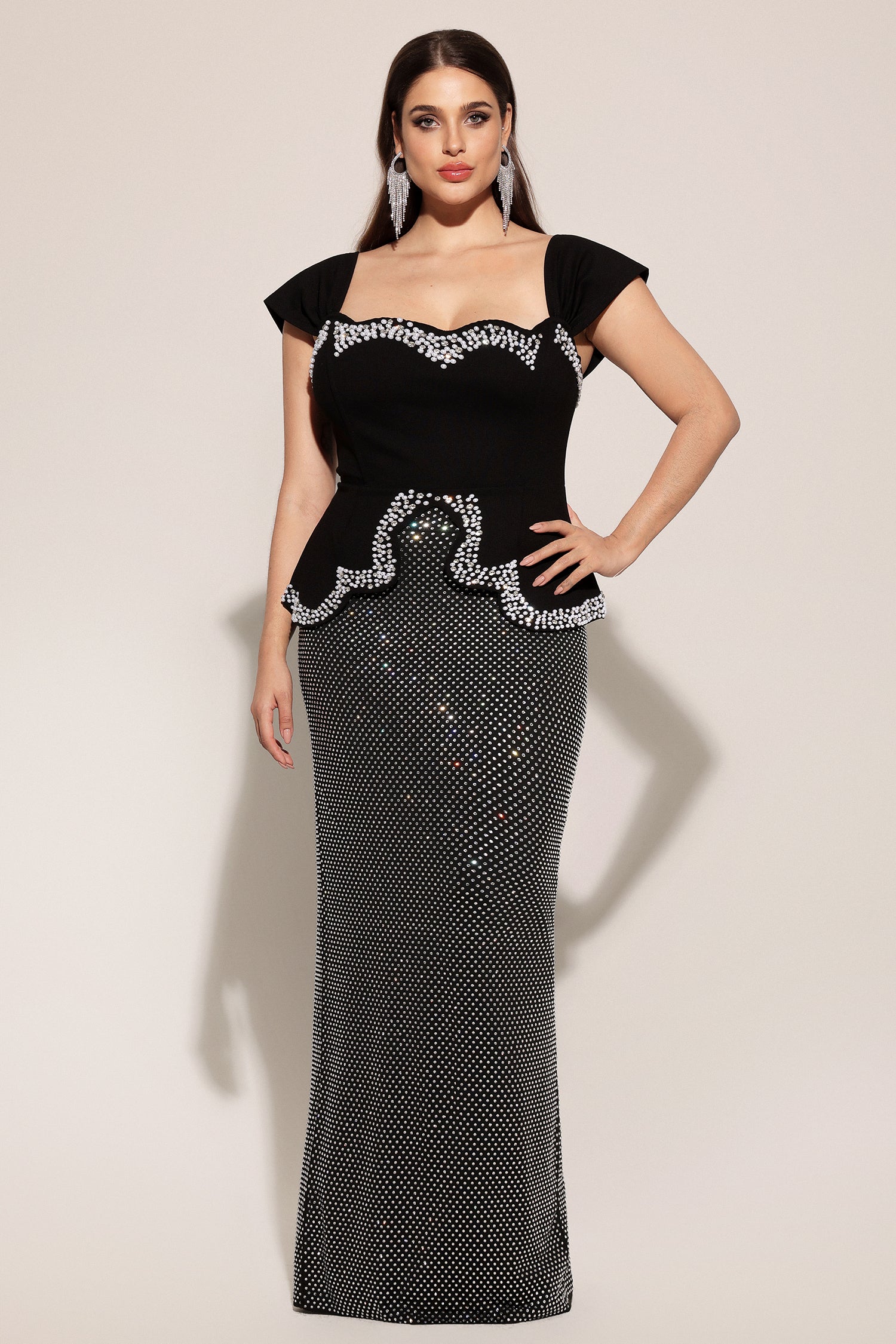 Vercia Off-The-Shoulder Diamond Bandage Maxi Dress