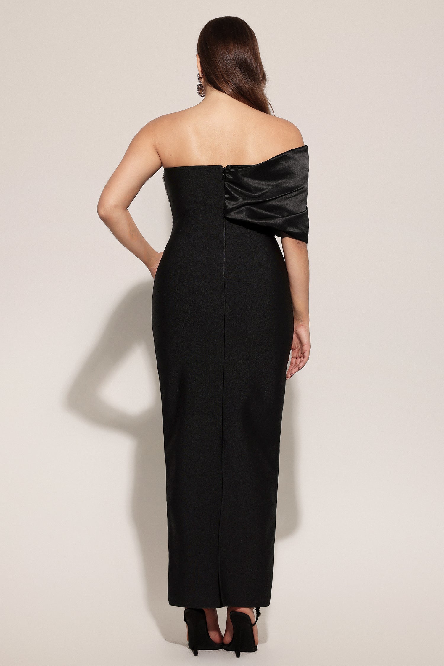 Zaha One Shoulder Sleeveless Diamond Bandage Maxi Dress