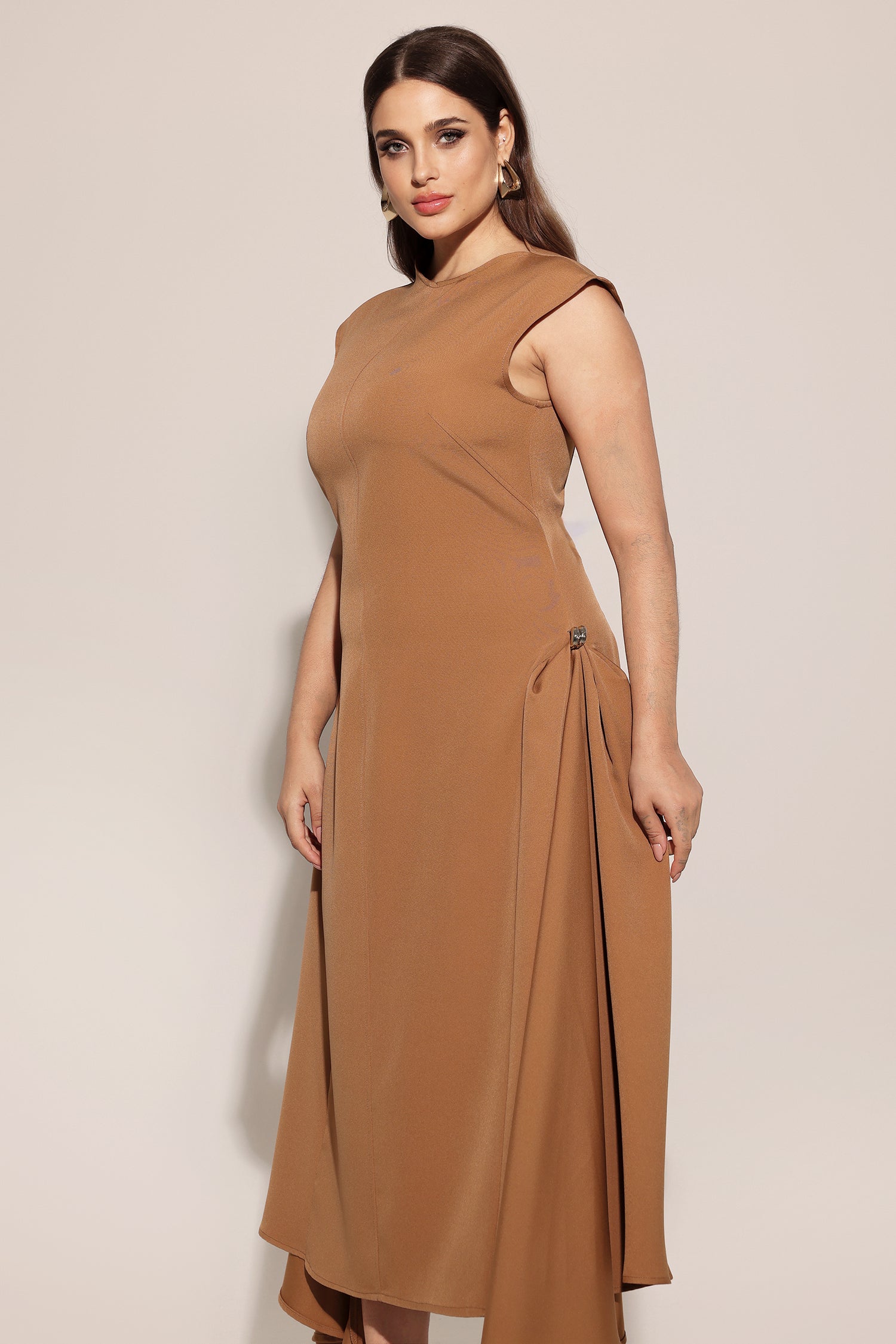 Paca Choker Sleeveless Khaki Maxi Dress